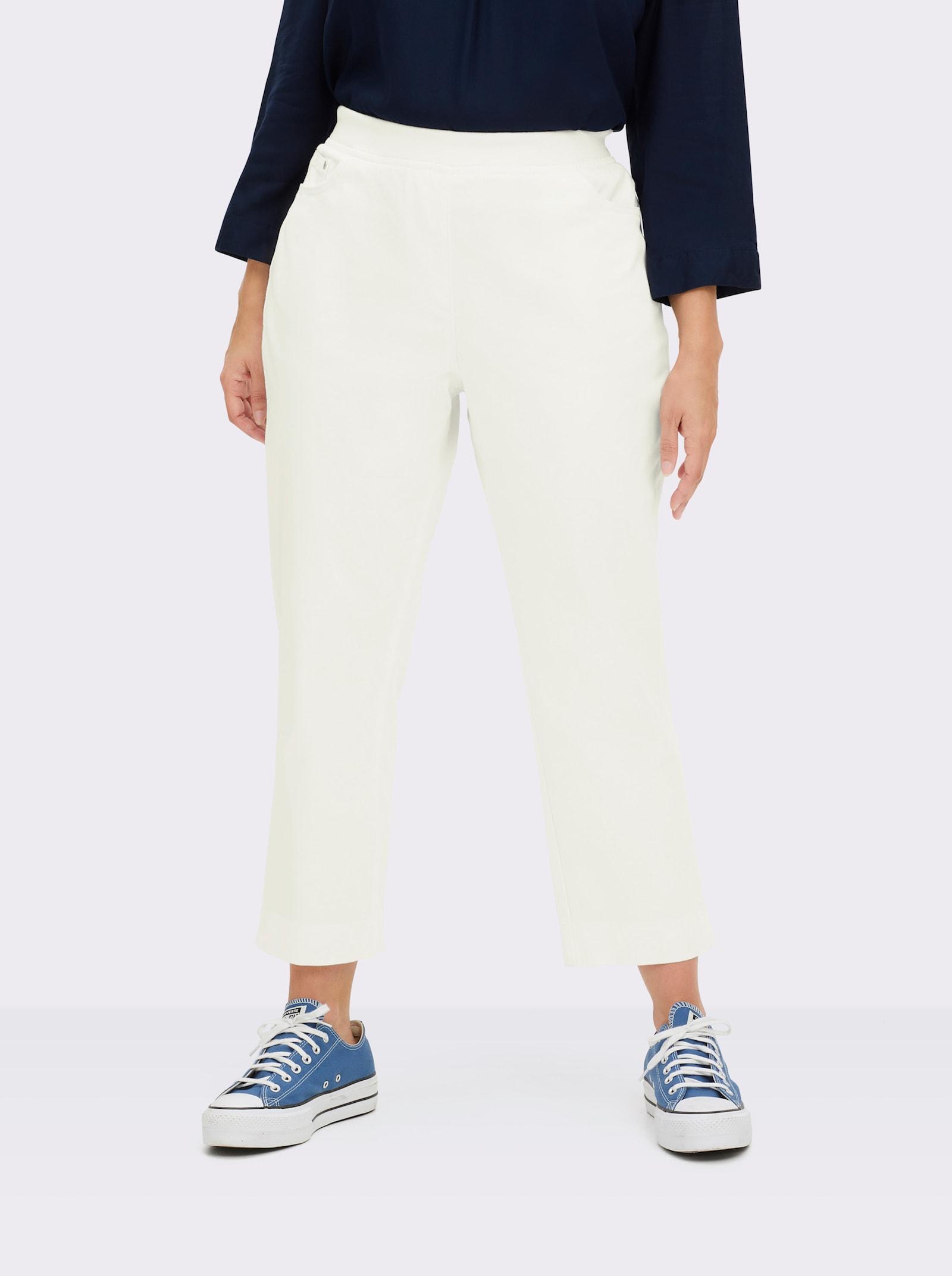 7/8-Jeans mit Jersey-Bund in softer Qualität - weiß
