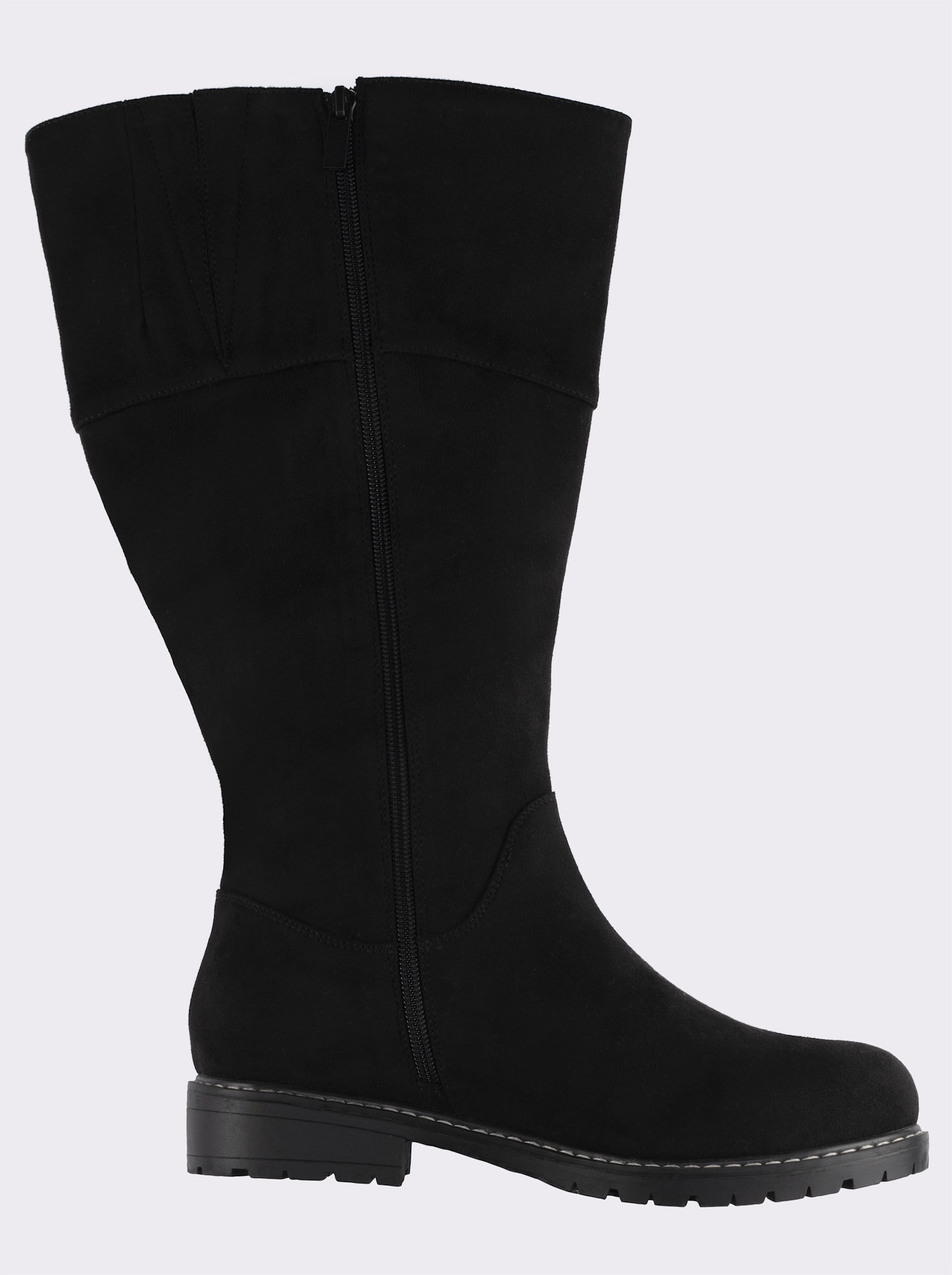 sheego Weitschaftstiefel mit Ziernieten und Blockabsatz - schwarz