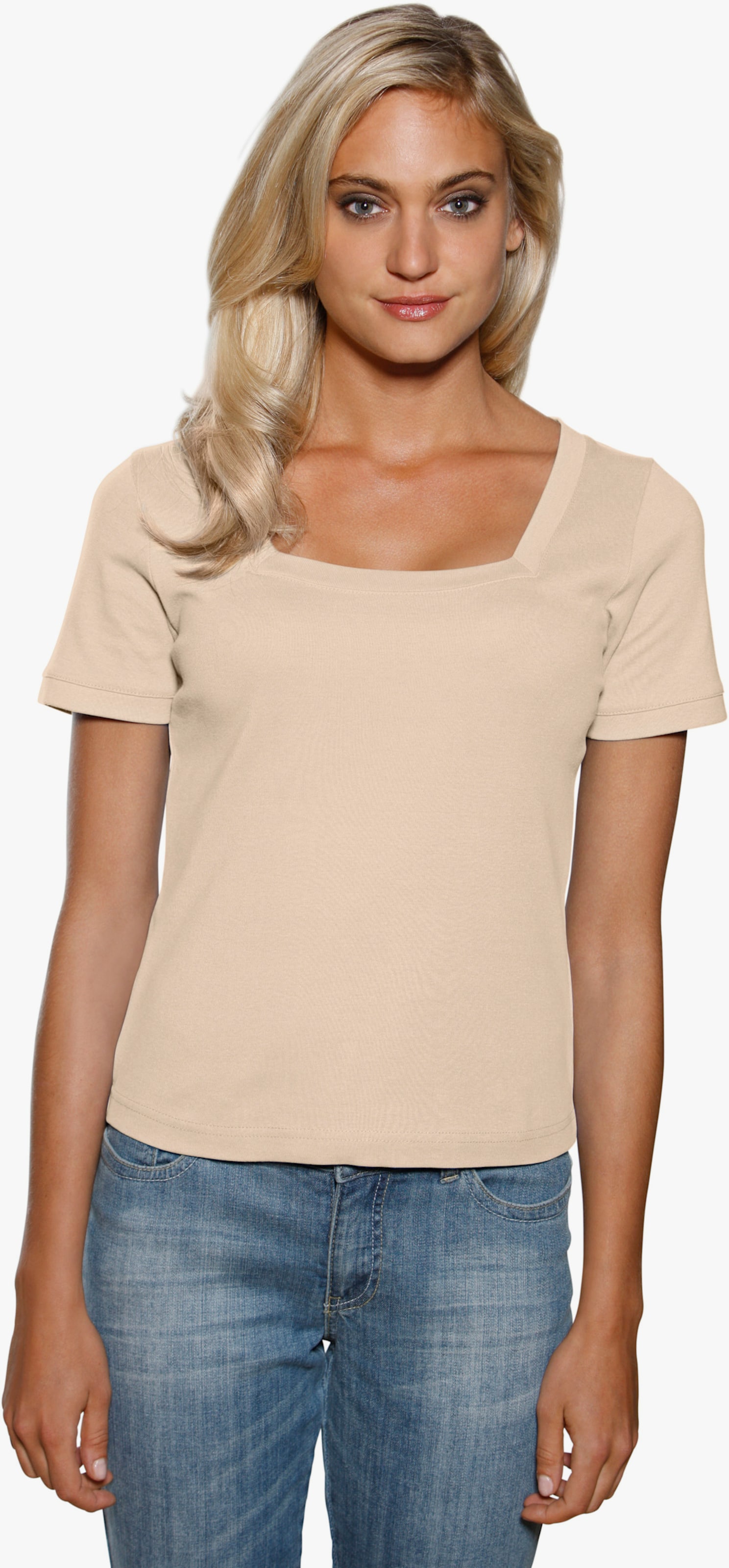 heine Shirt aus Rippenware - beige