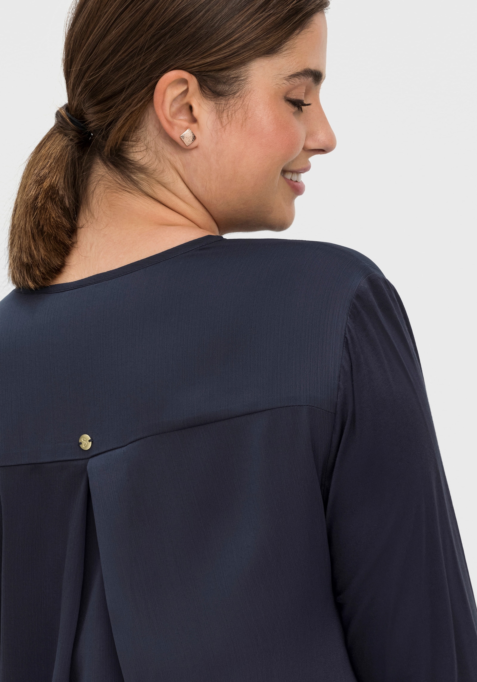 sheego Tunika mit tiefem V-Schlitz - nachtblau