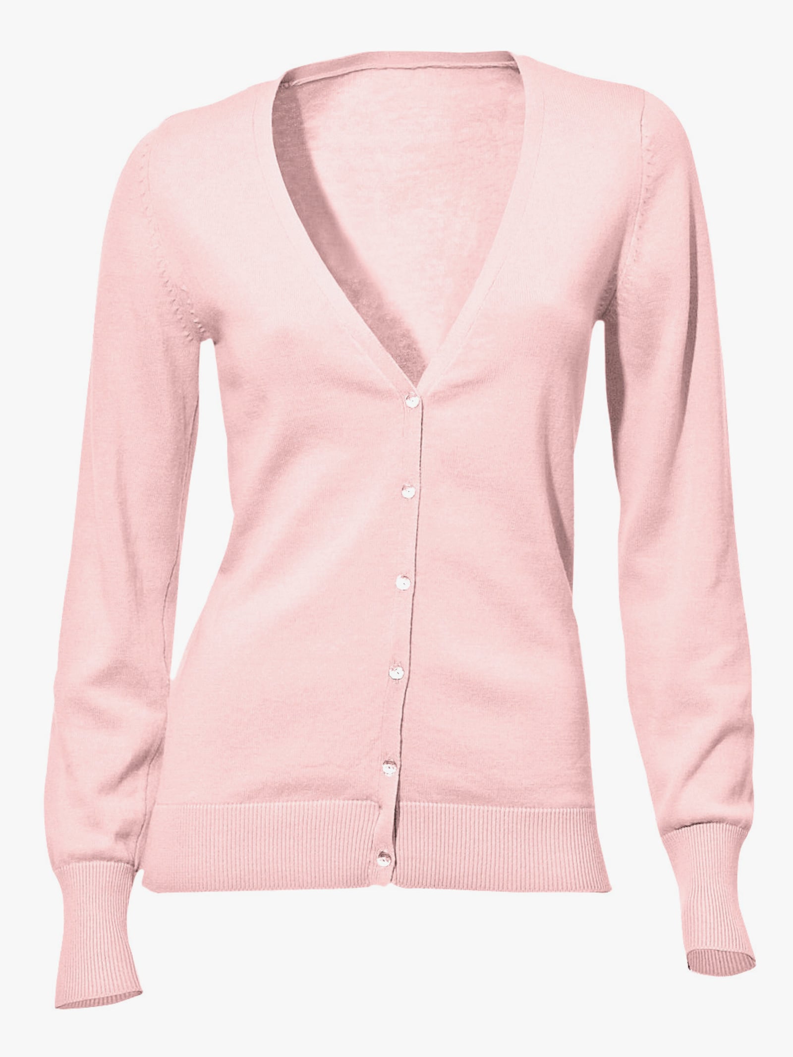heine Finstickad kofta i cardiganmodell - ljusrosa