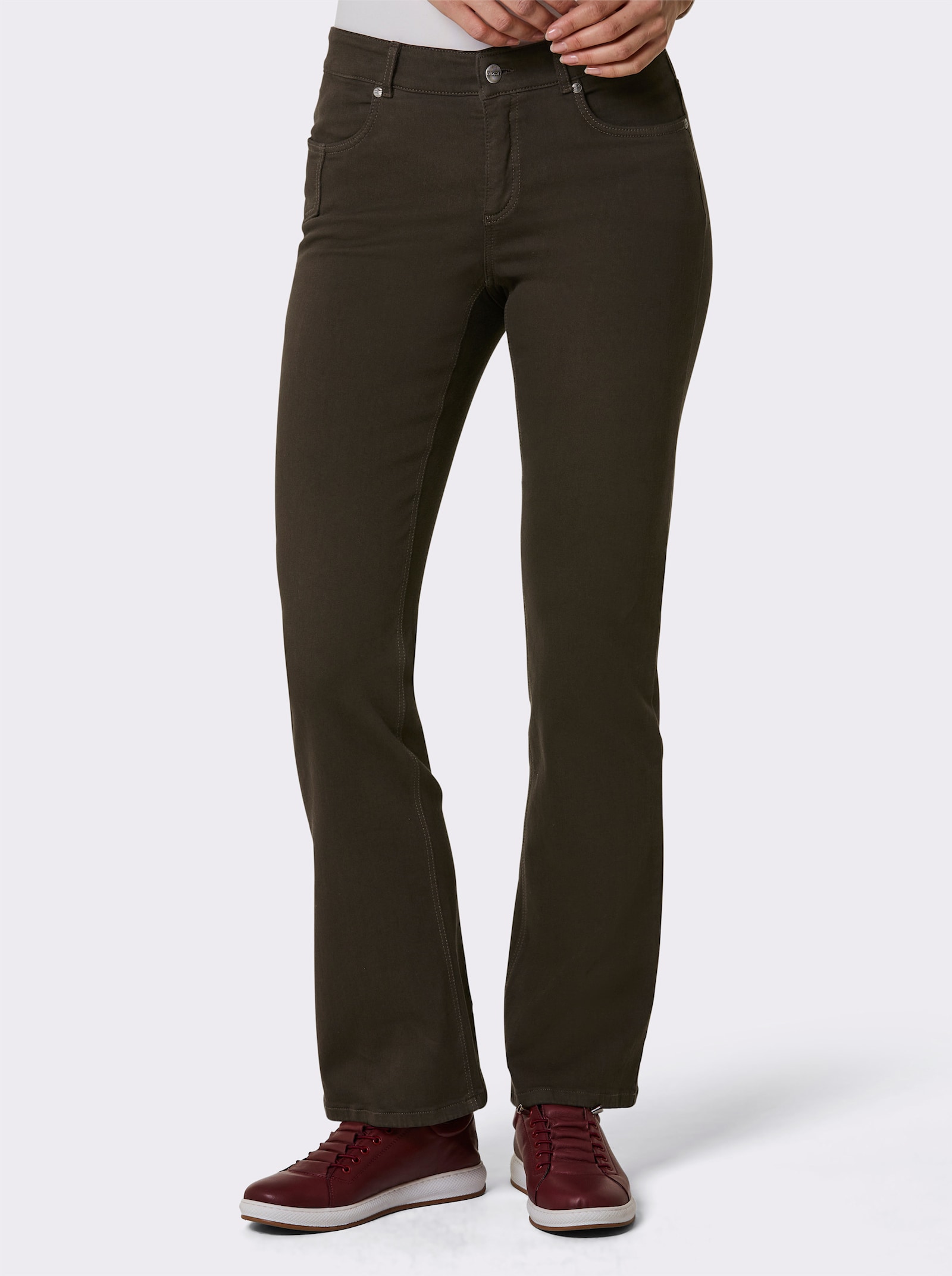 Ascari Stretch-Jeans mit weitem Bein - schoko