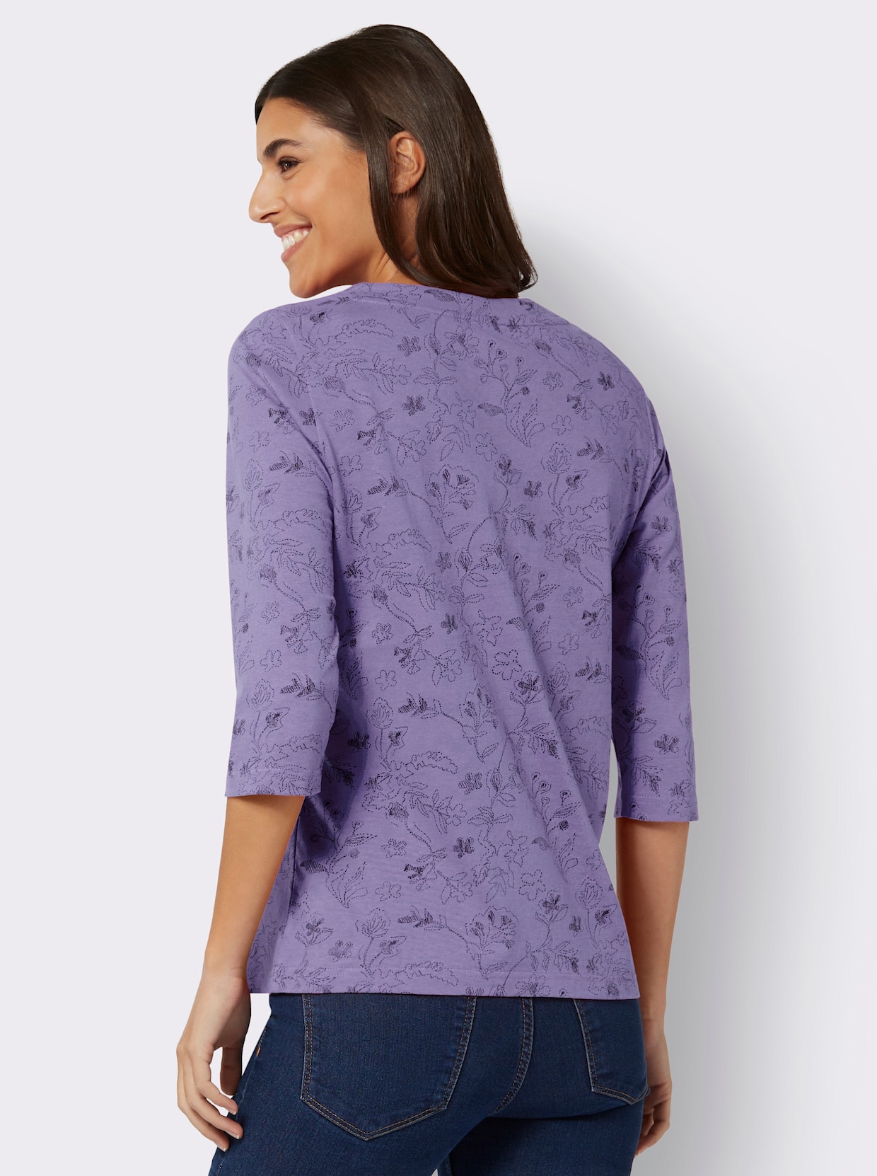 2-in-1-Shirt - lavendel-graphit-bedruckt