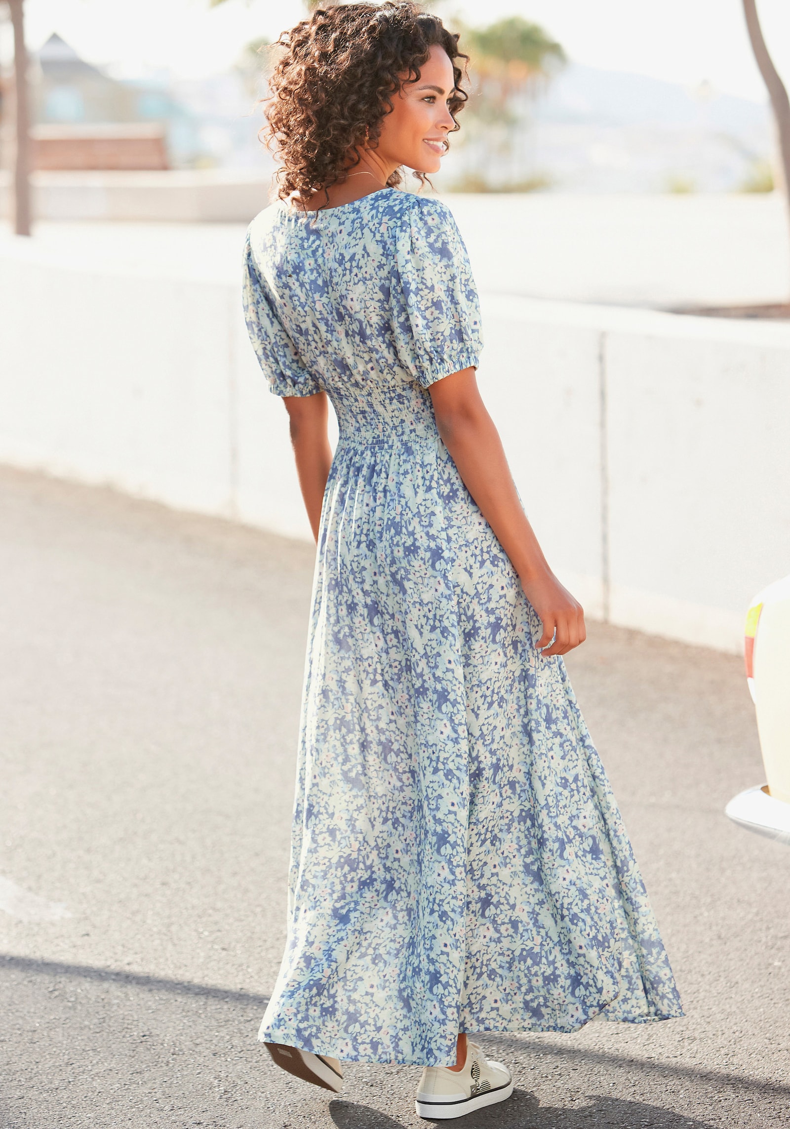 Buffalo Maxikleid - blau-bedruckt