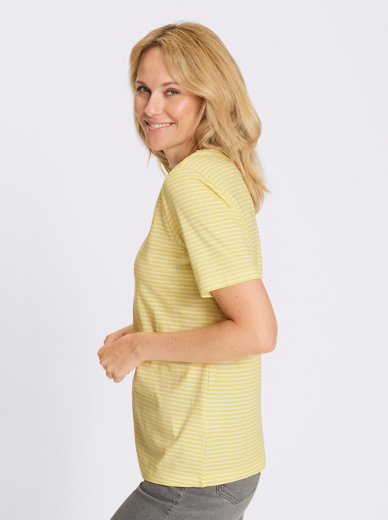 Ringelshirt - zitrone-ecru-geringelt