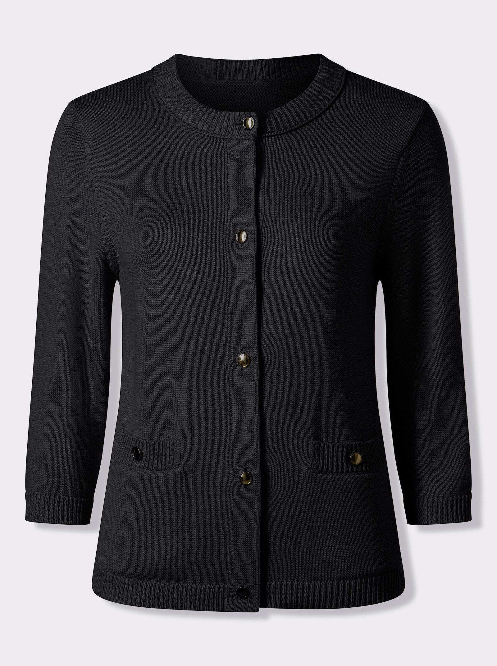 Strickjacke mit goldfarbenen Knöpfen - schwarz