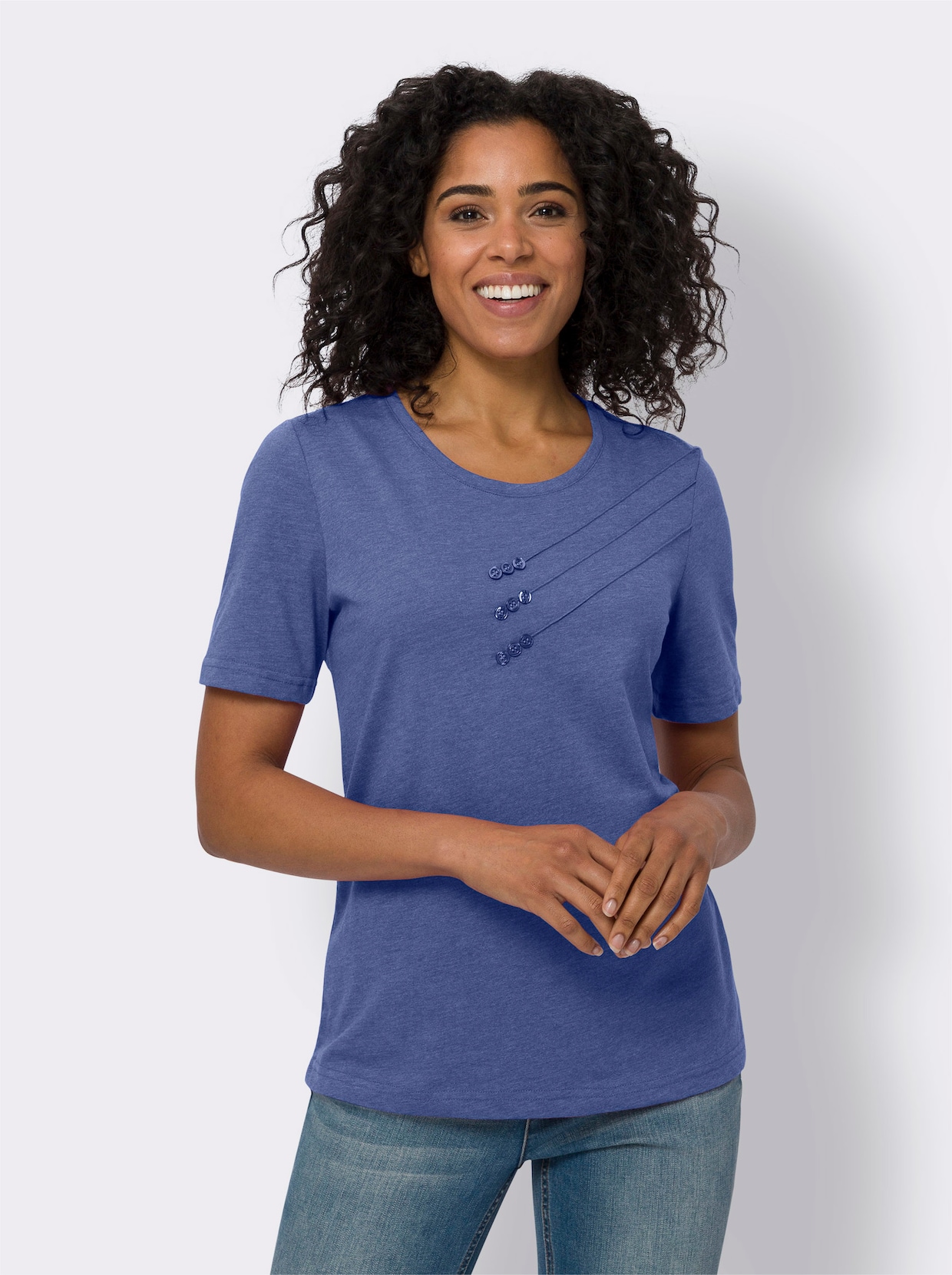 Shirt met korte mouwen - koningsblauw gemêleerd