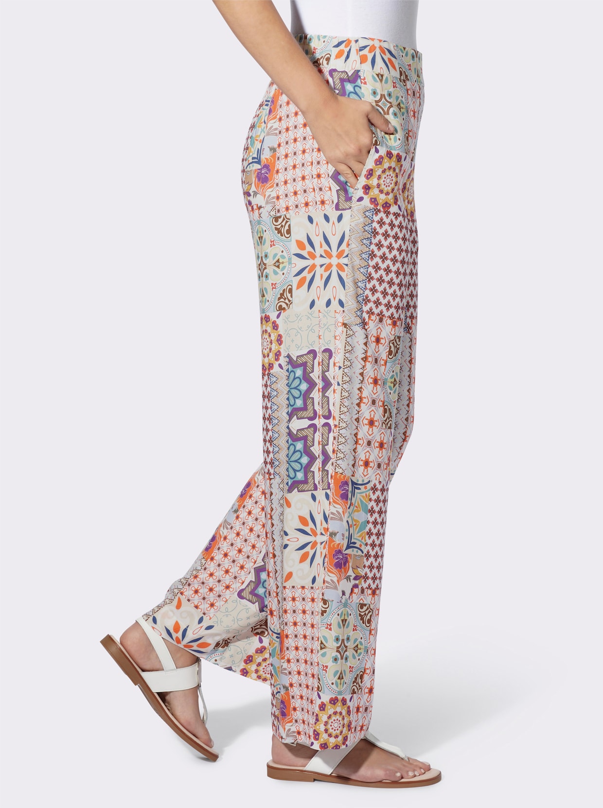 heine Druckhose - terra-lila-bedruckt