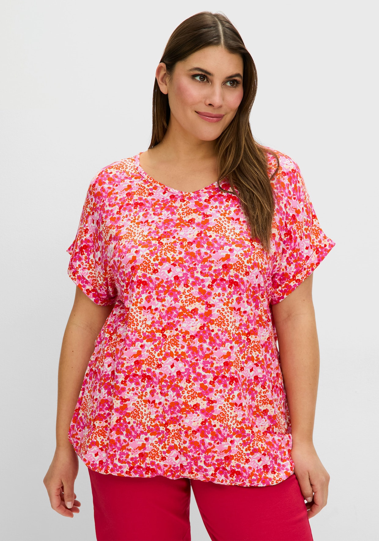 sheego T-Shirt - fuchsia-gemustert