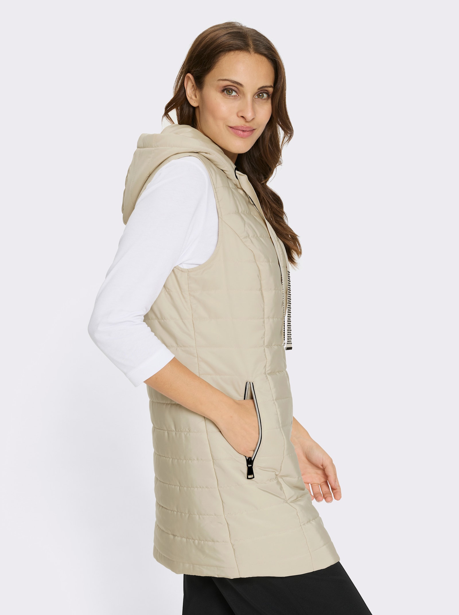 Longweste , auf Taillenhöhe weitenregulierbar - sand