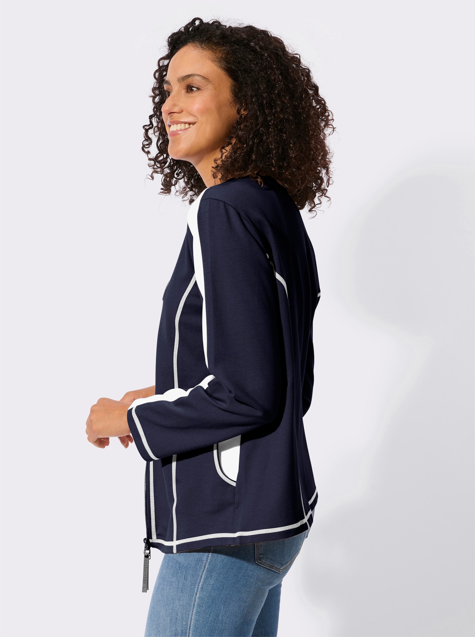 Shirtjacke - marine-ecru