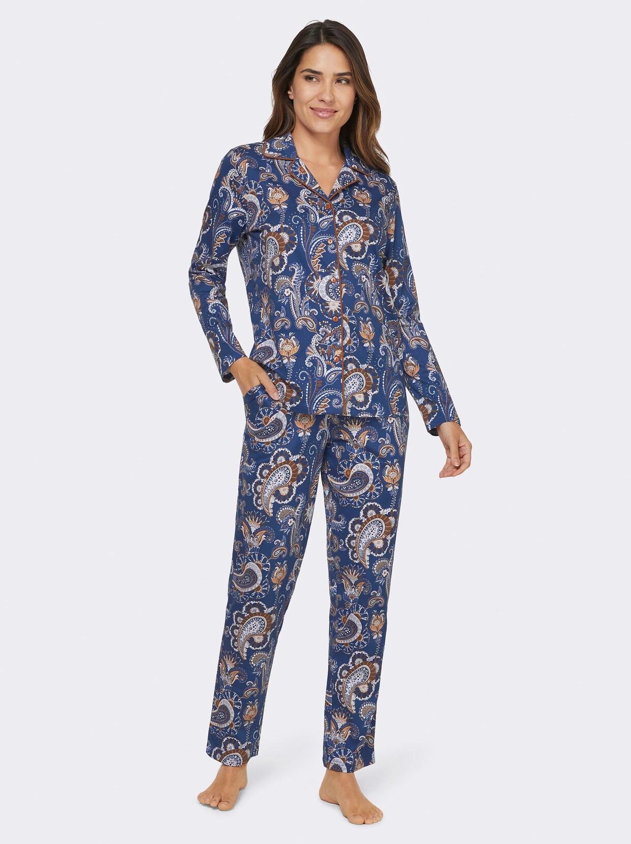 wäschepur Pyjama - koningsblauw gedessineerd