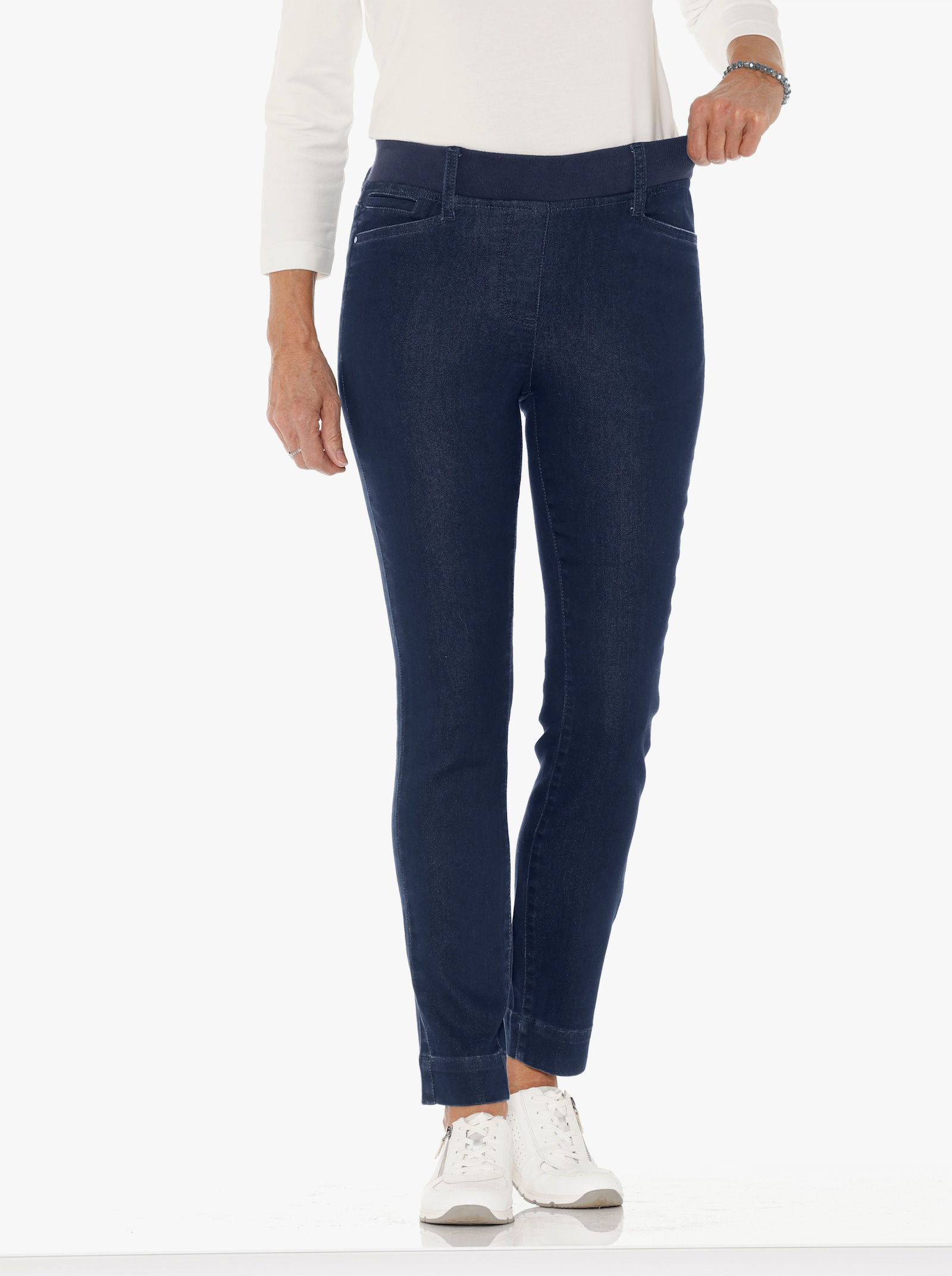 Comfortjeans met geribde comfortband - dark-blue