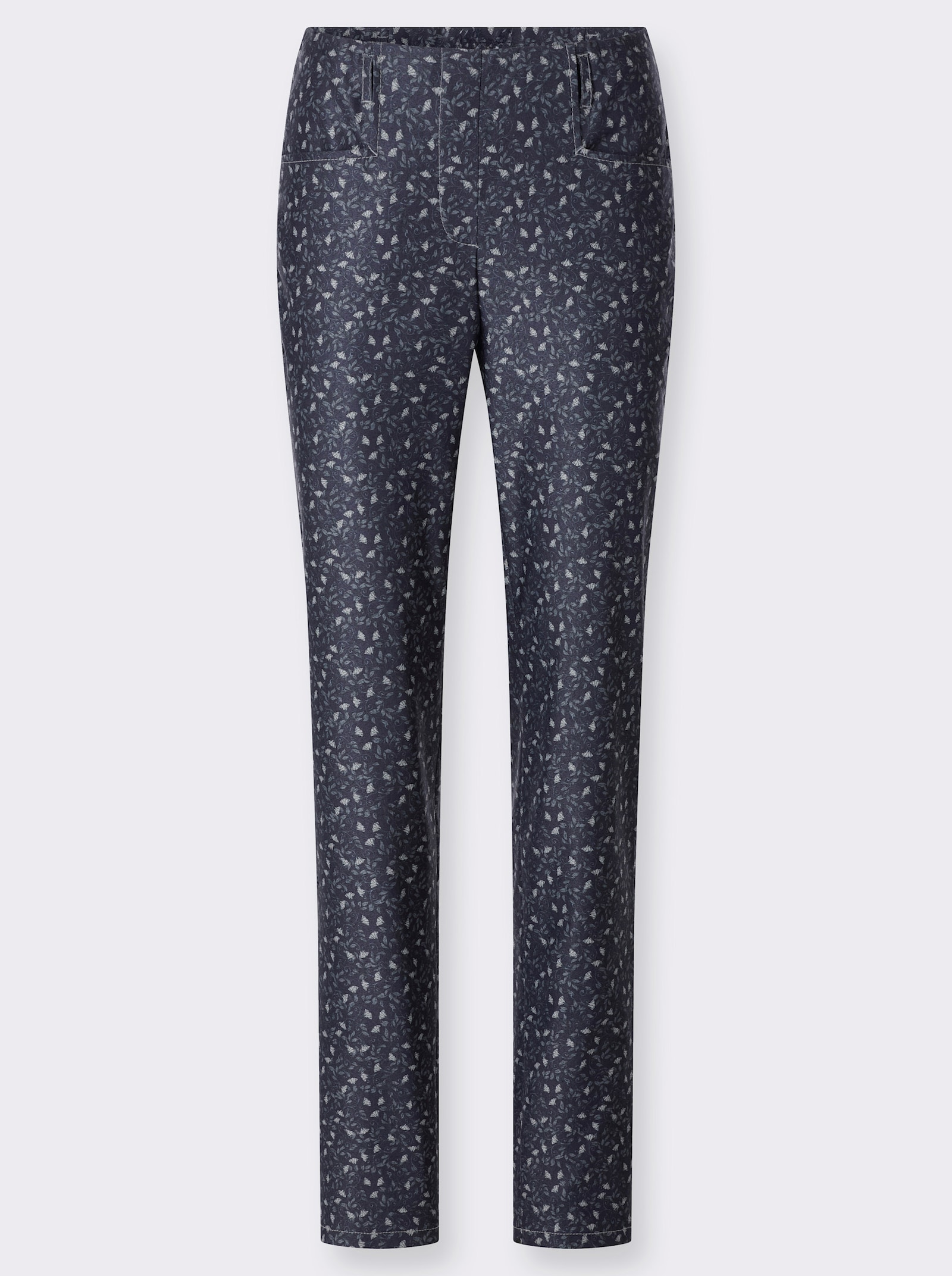 Cosma Schlupfhose mit Blüten- und Blätterdruck - marine-bedruckt