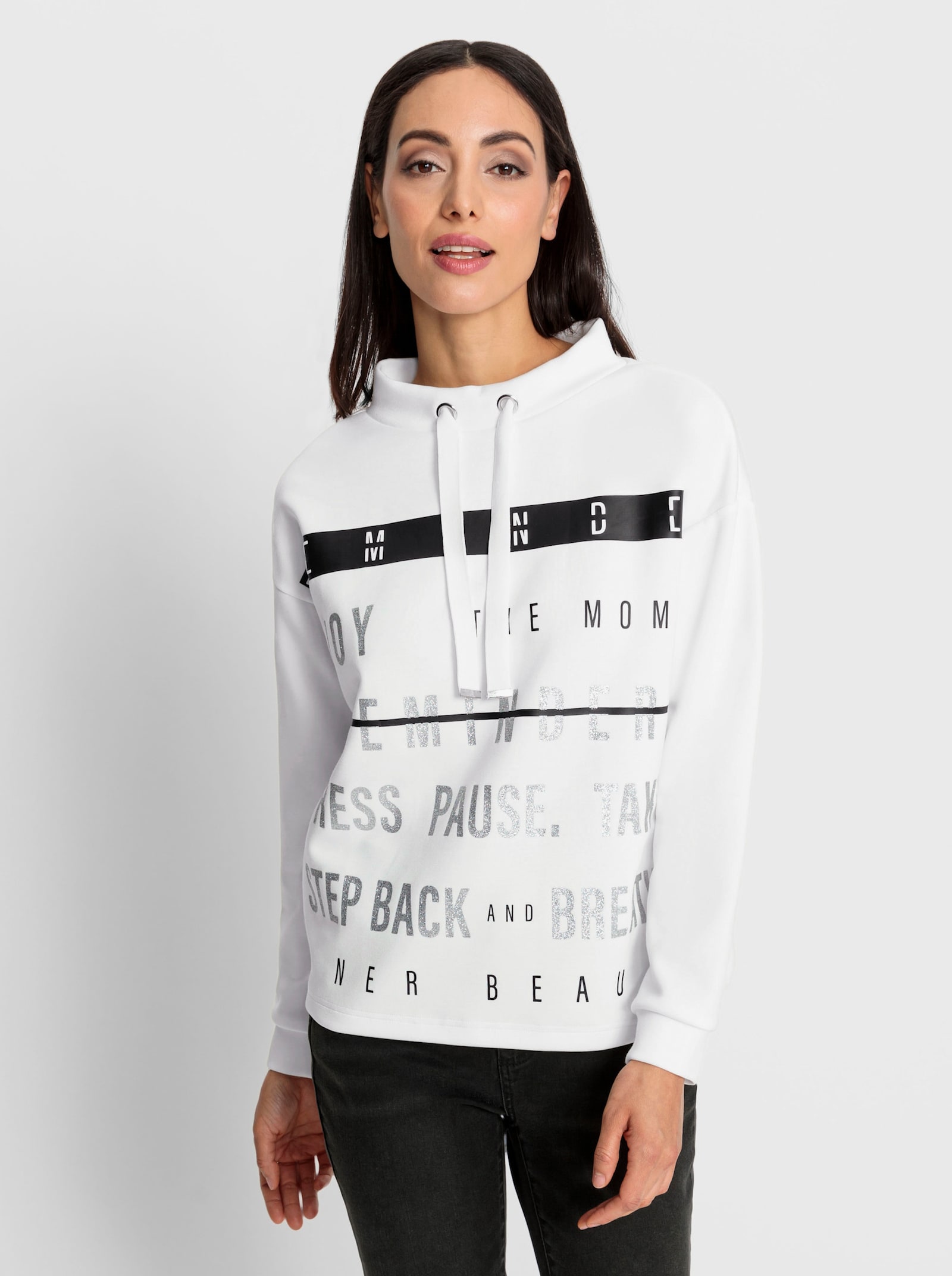 heine Sweatshirt in seidig-mattem Glanz - ecru