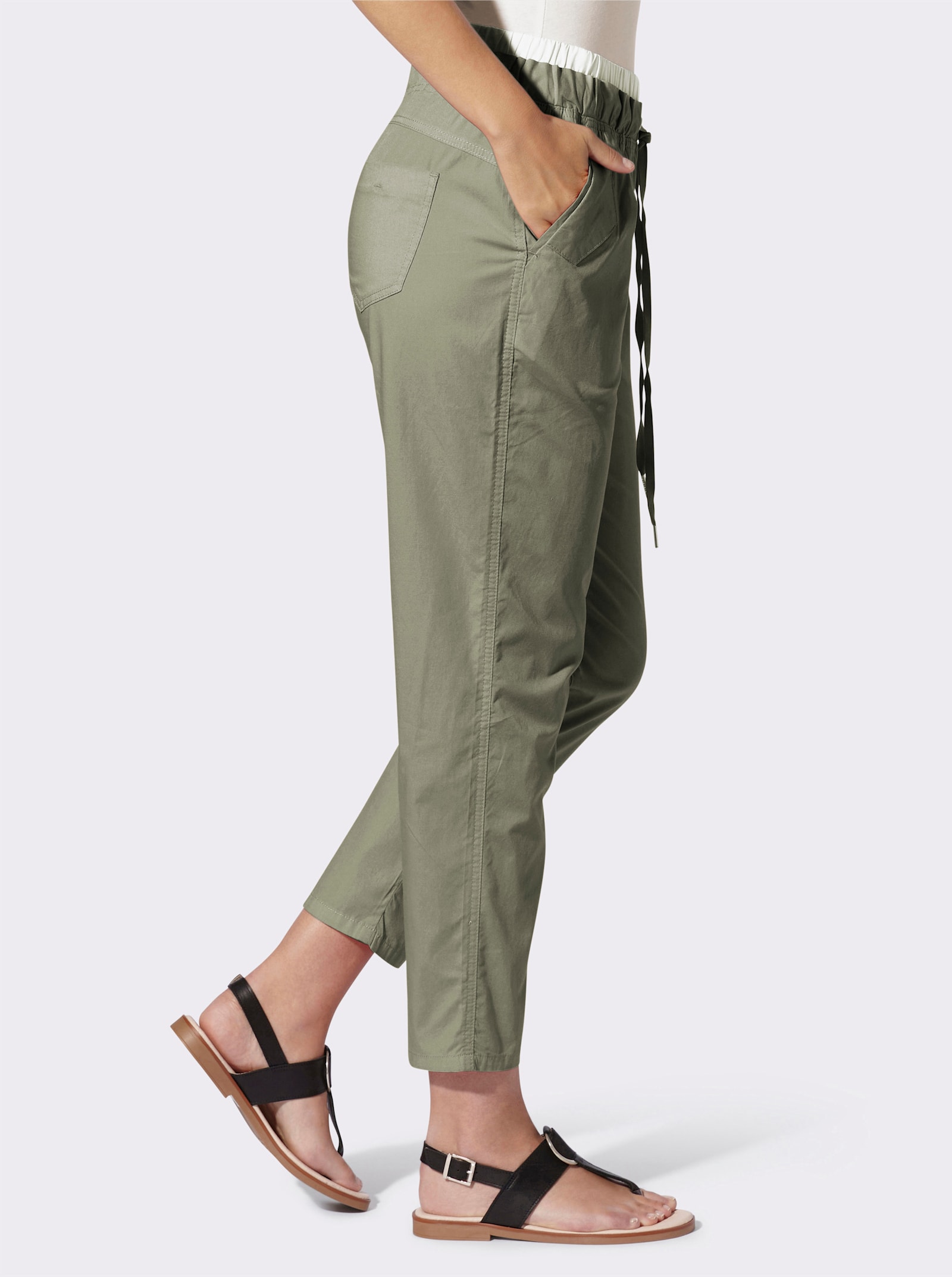 heine 7/8-Hose mit Kontrastbund - khaki