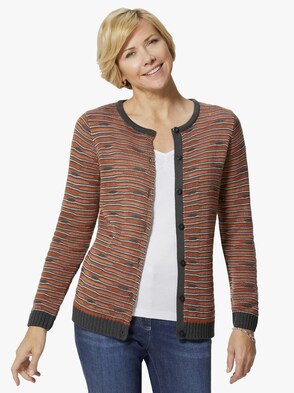 Strickjacke - terra-grau-gemustert