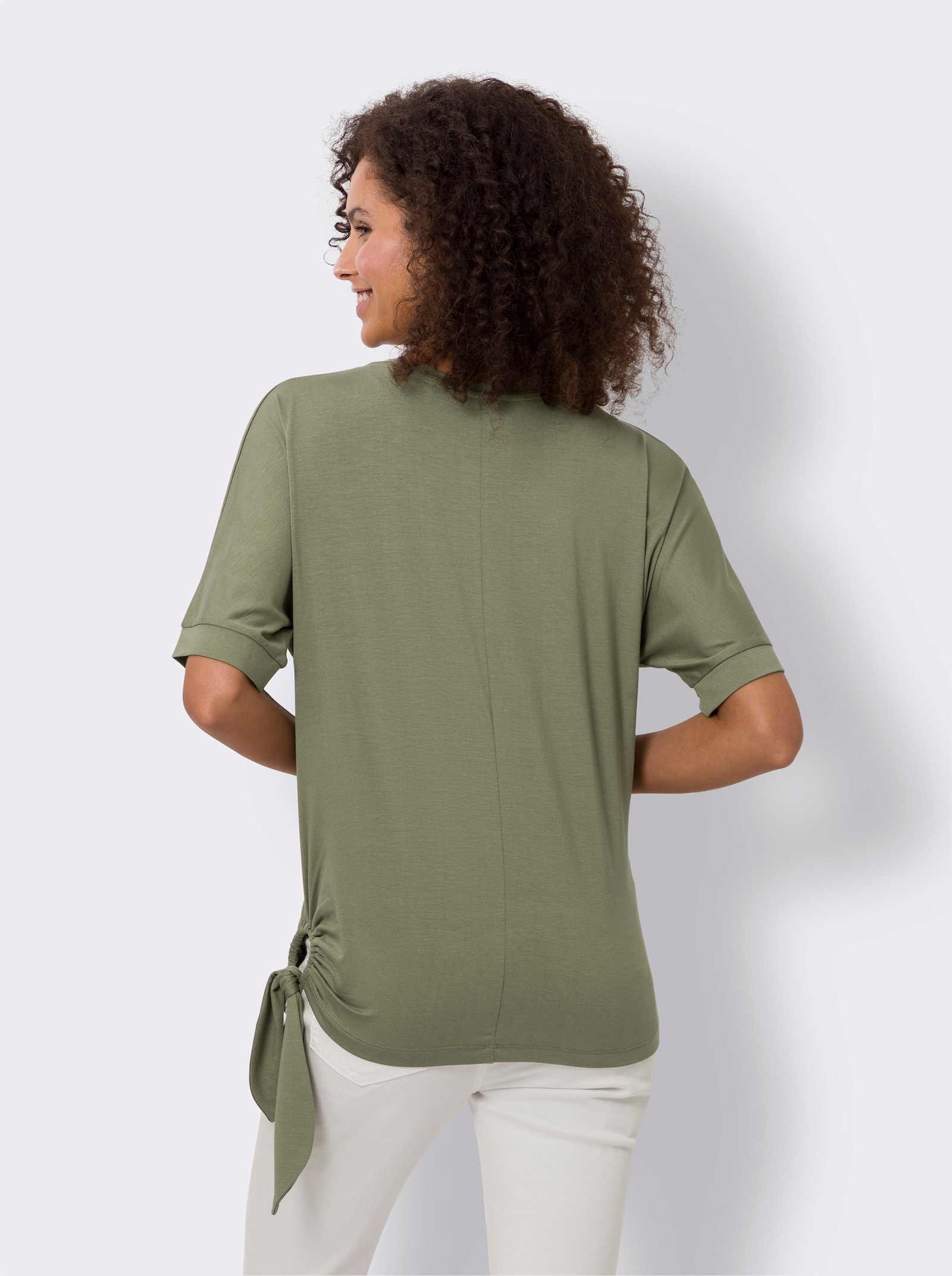 heine Rundhalsshirt mit Knoten-Detail am Saum - khaki