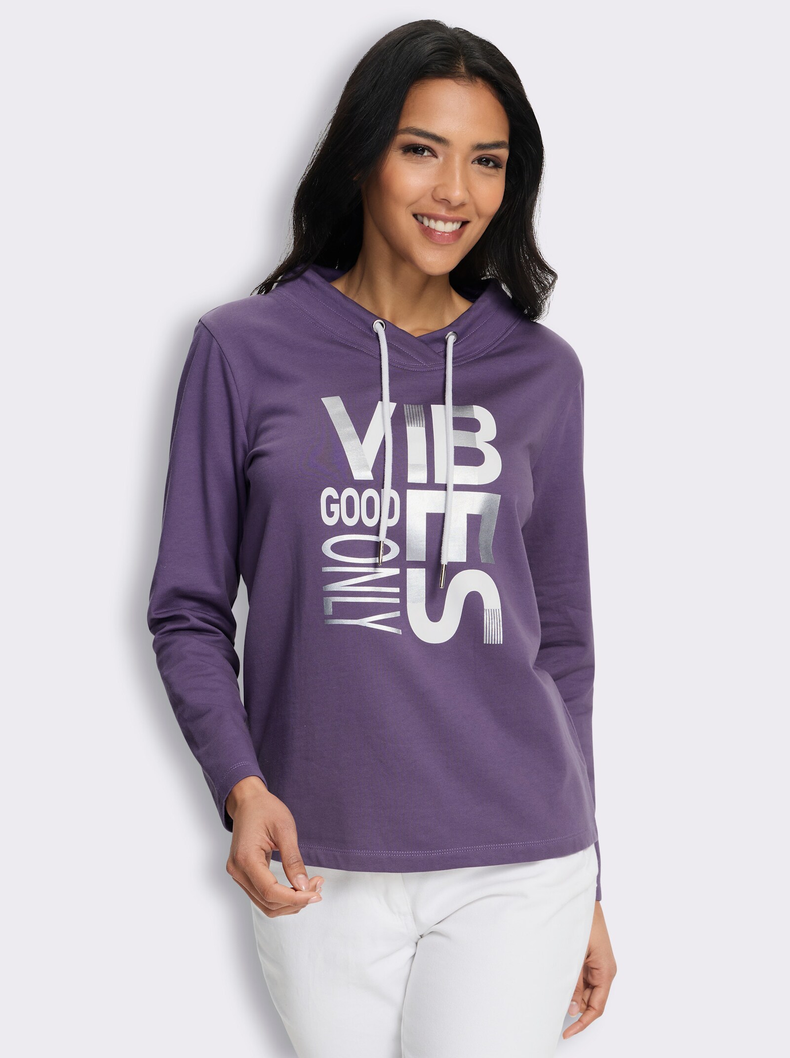 Sweatshirt mit überlappendem Ausschnitt - feige