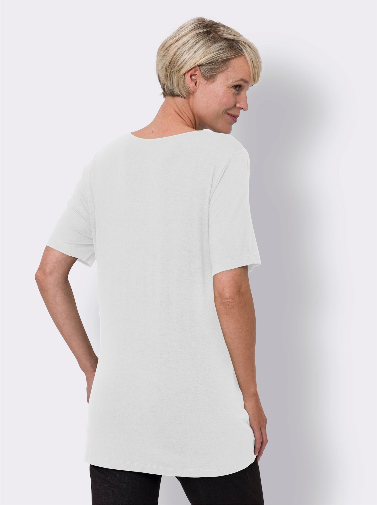 Lang shirt in A-lijn - wit