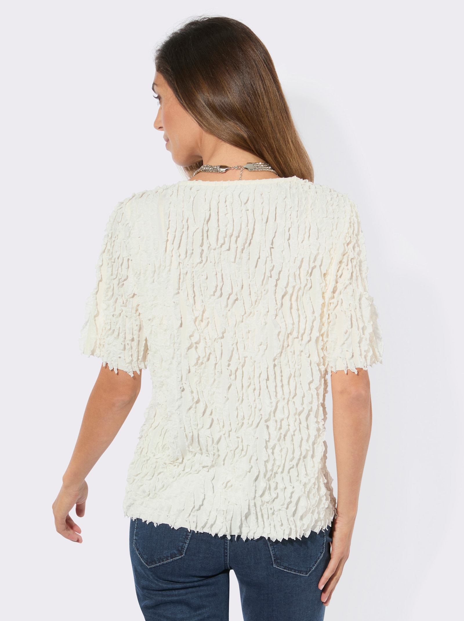 Kurzarmshirt in 3D-Optik - champagner