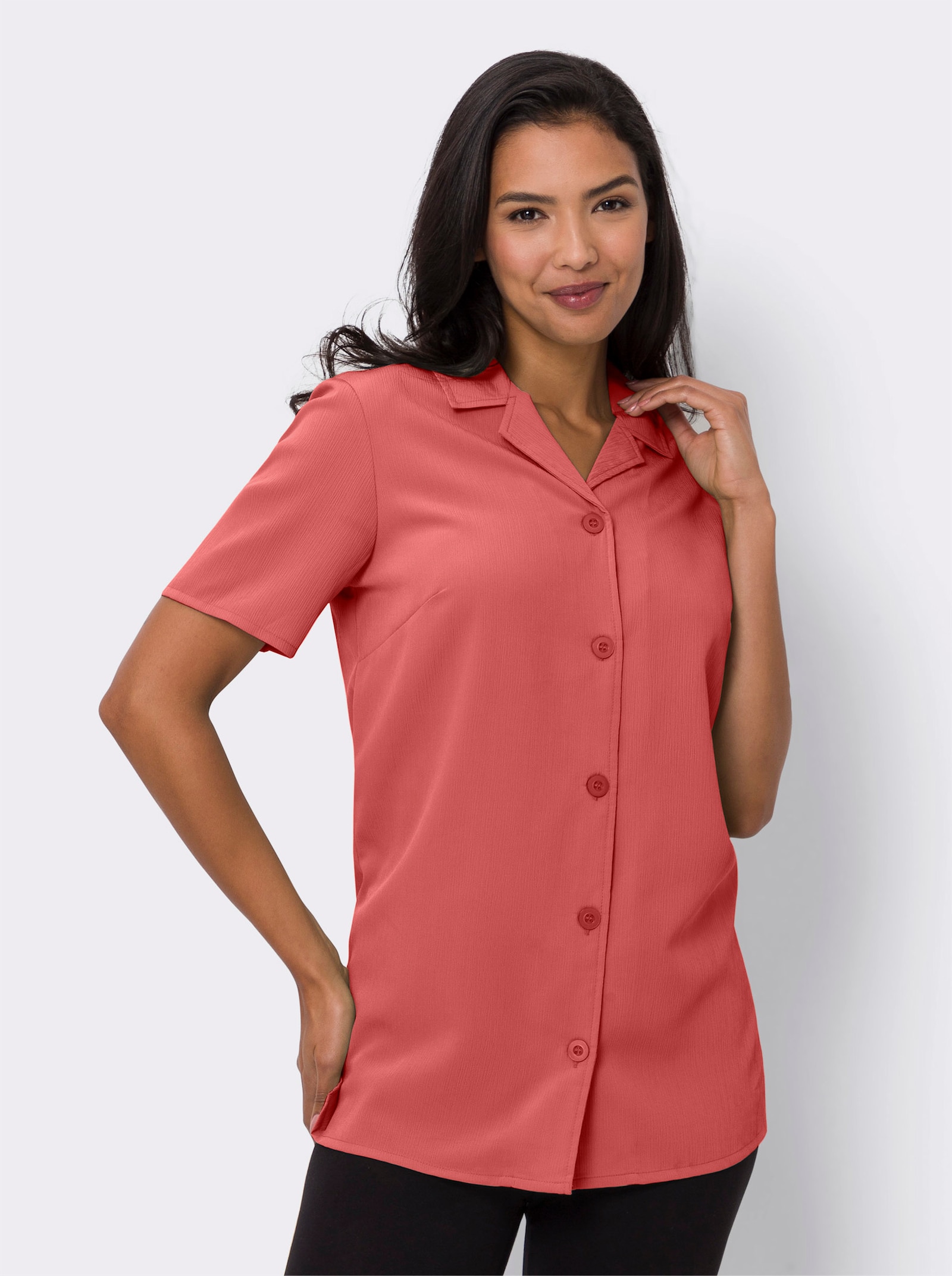 Blusjacka med sidosprund - grapefrukt