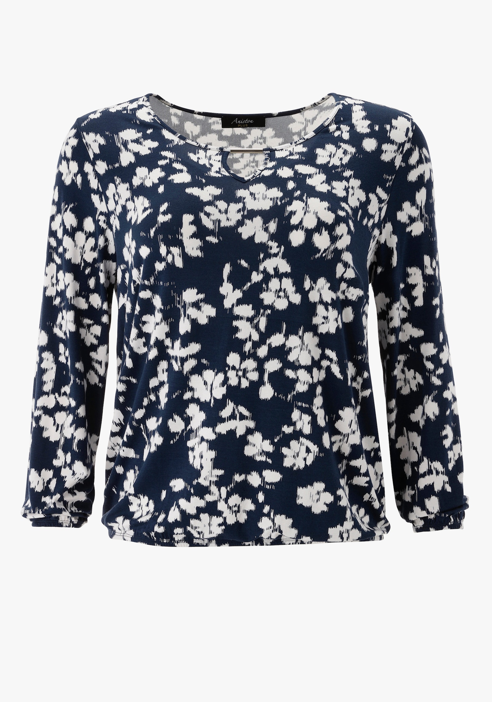 Aniston PLUS Langarmshirt - weiß-blau