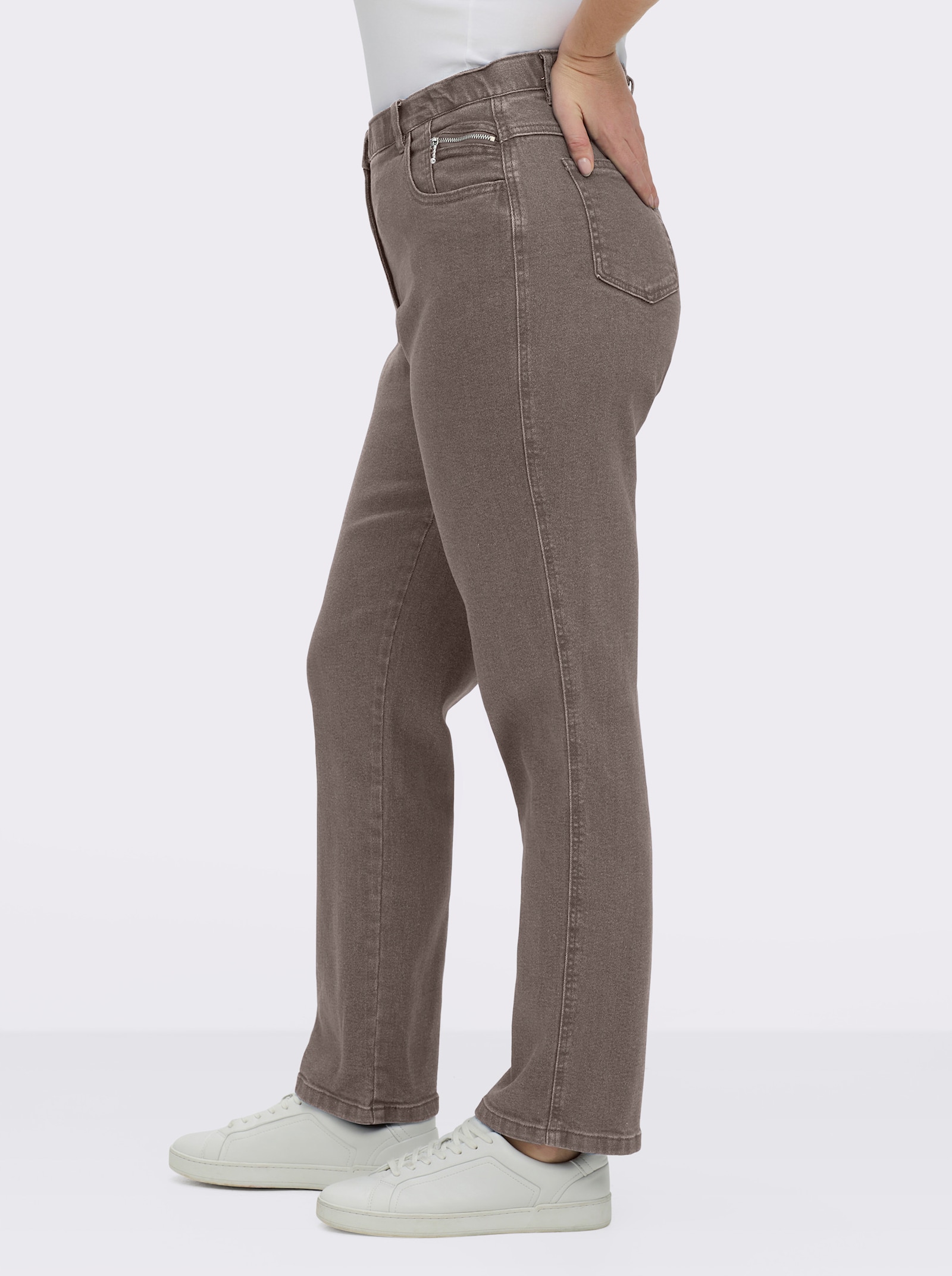 5-Pocket-Jeans gerade geschnitten - taupe