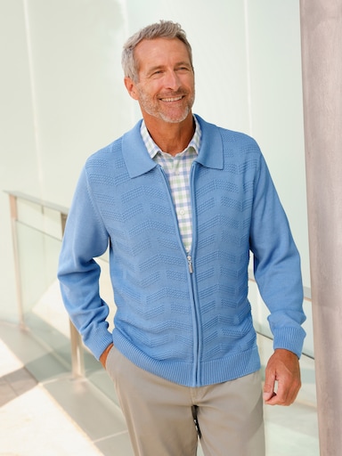 Marco Donati Strickjacke mit Reißverschluss - himmelblau