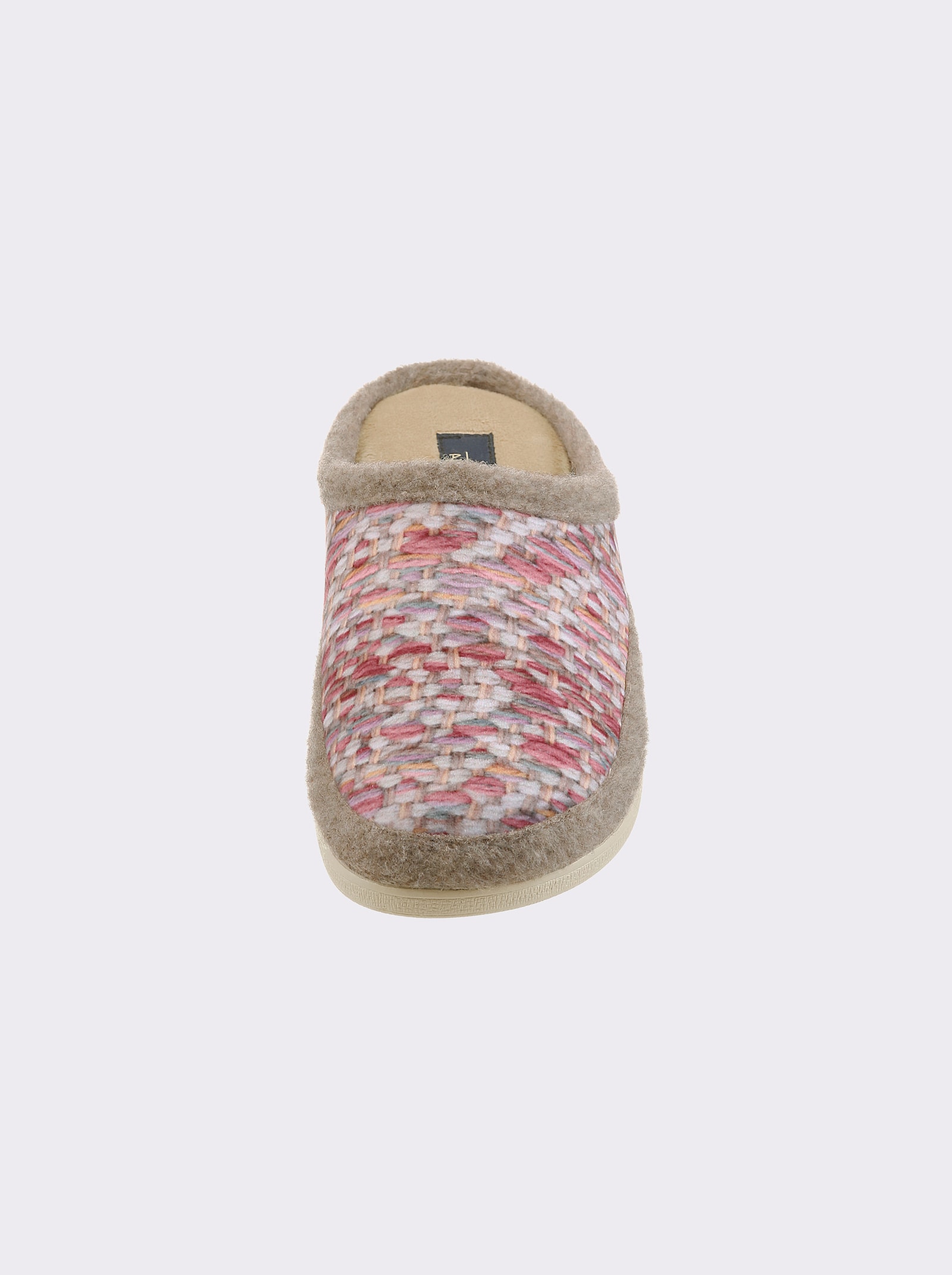 Pantoffel in Strick-Optik, Textil - rosé-gemustert