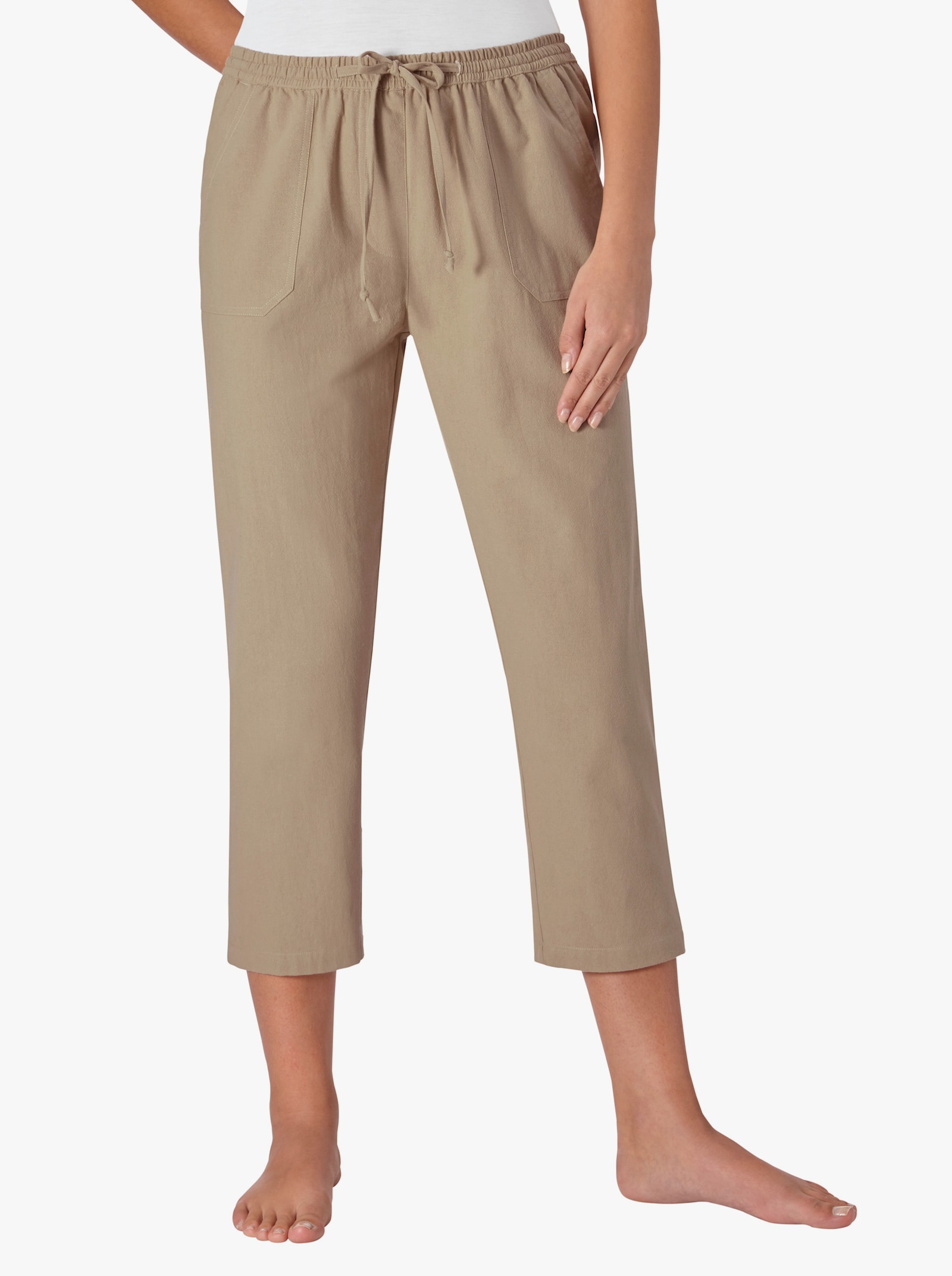 Comfortbroek van strijkarme structuurstof - beige