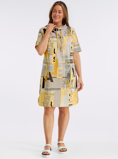 Jerseykleid mit Lettering-Print - ocker-sand-bedruckt