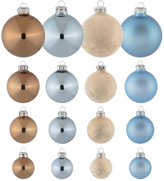 Thüringer Glasdesign Weihnachtsbaumkugel - trüffel-blau-champagner