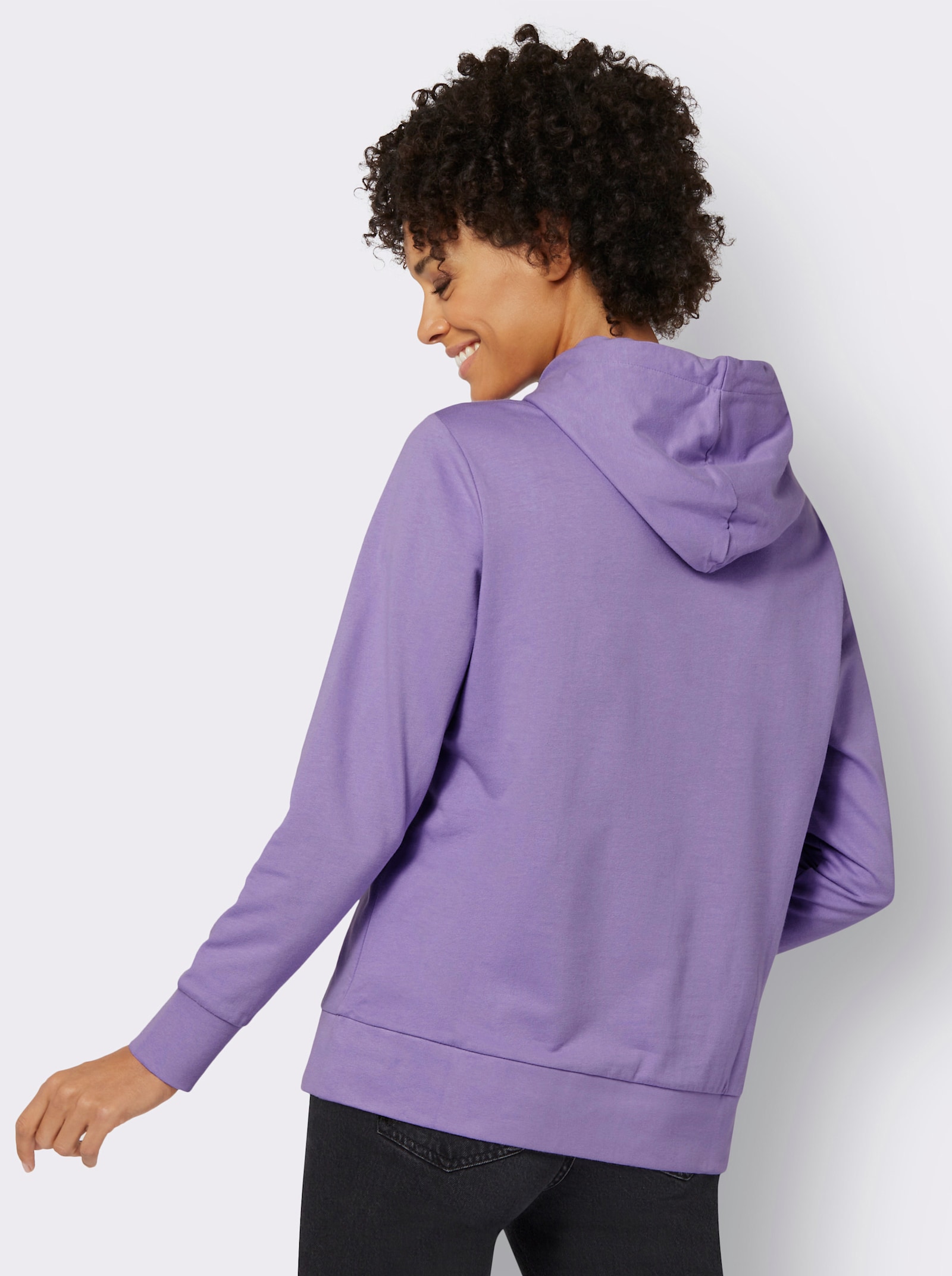 Kapuzensweatshirt mit Farbkontrasten - lavendel