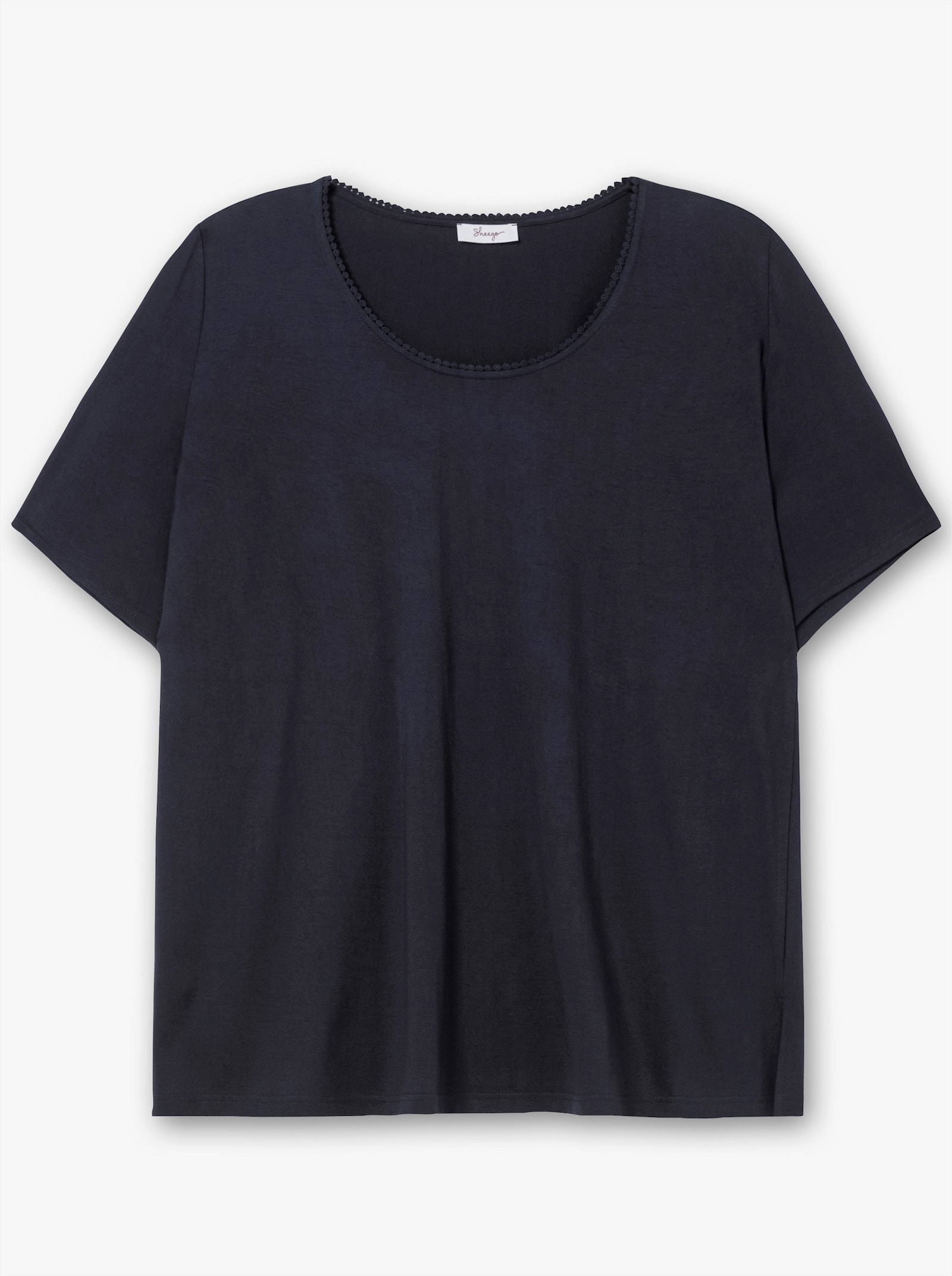 sheego T-Shirt mit Spitzenborte - tiefblau