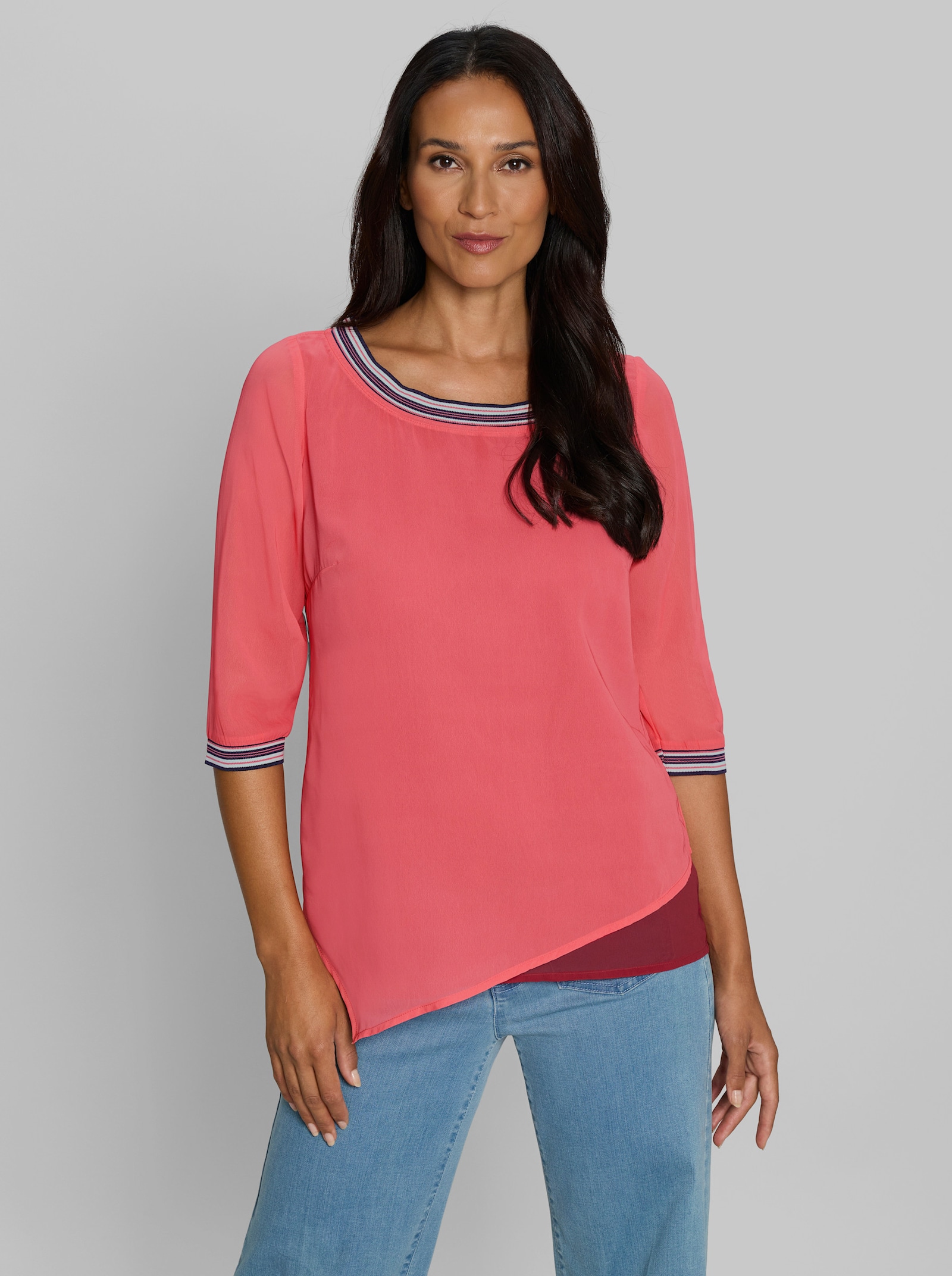 heine Georgettebluse mit asymmetrischem Saum - koralle-rot