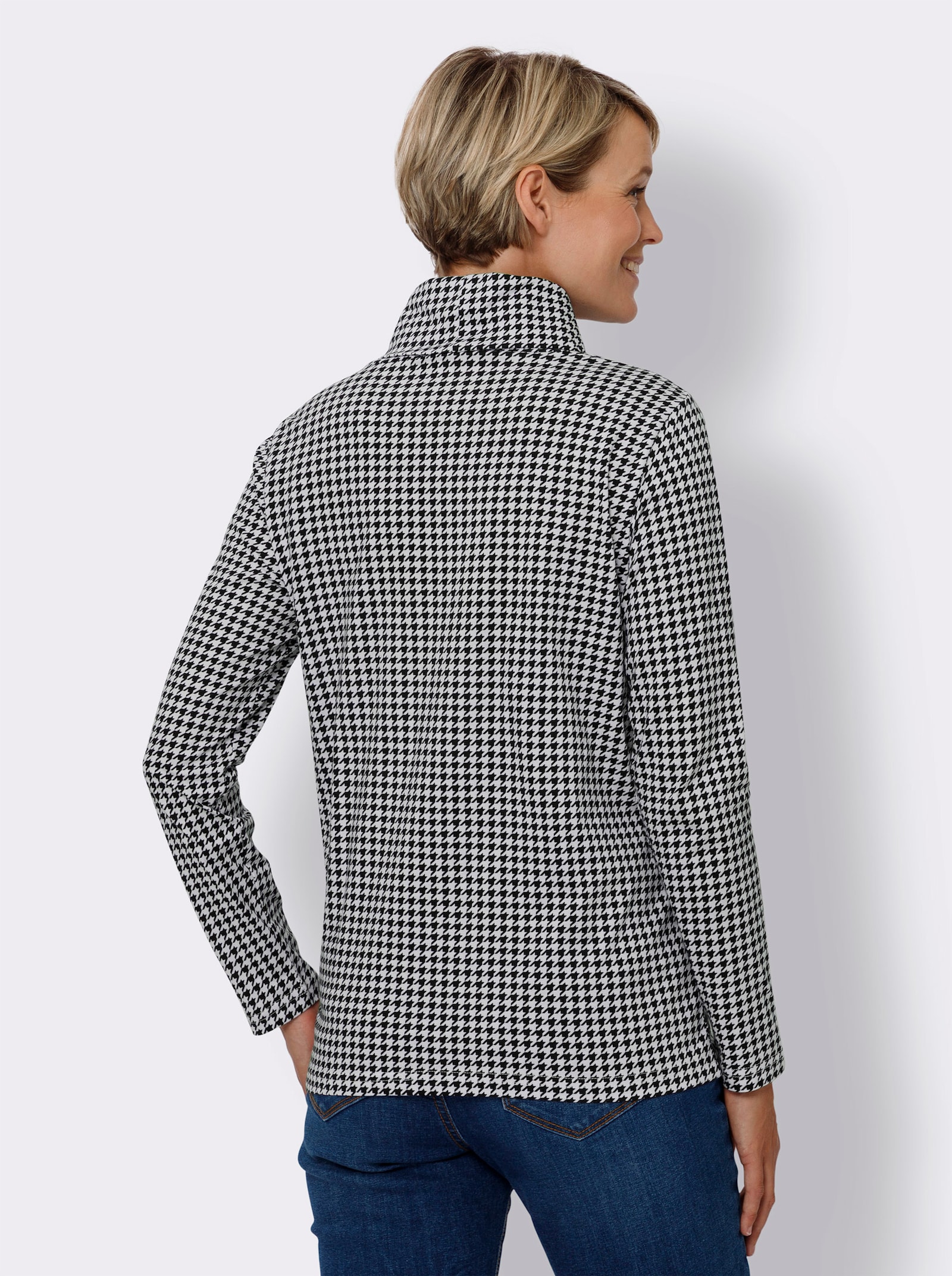 Rolák se vzorem pepito - bílá-černá-potisk