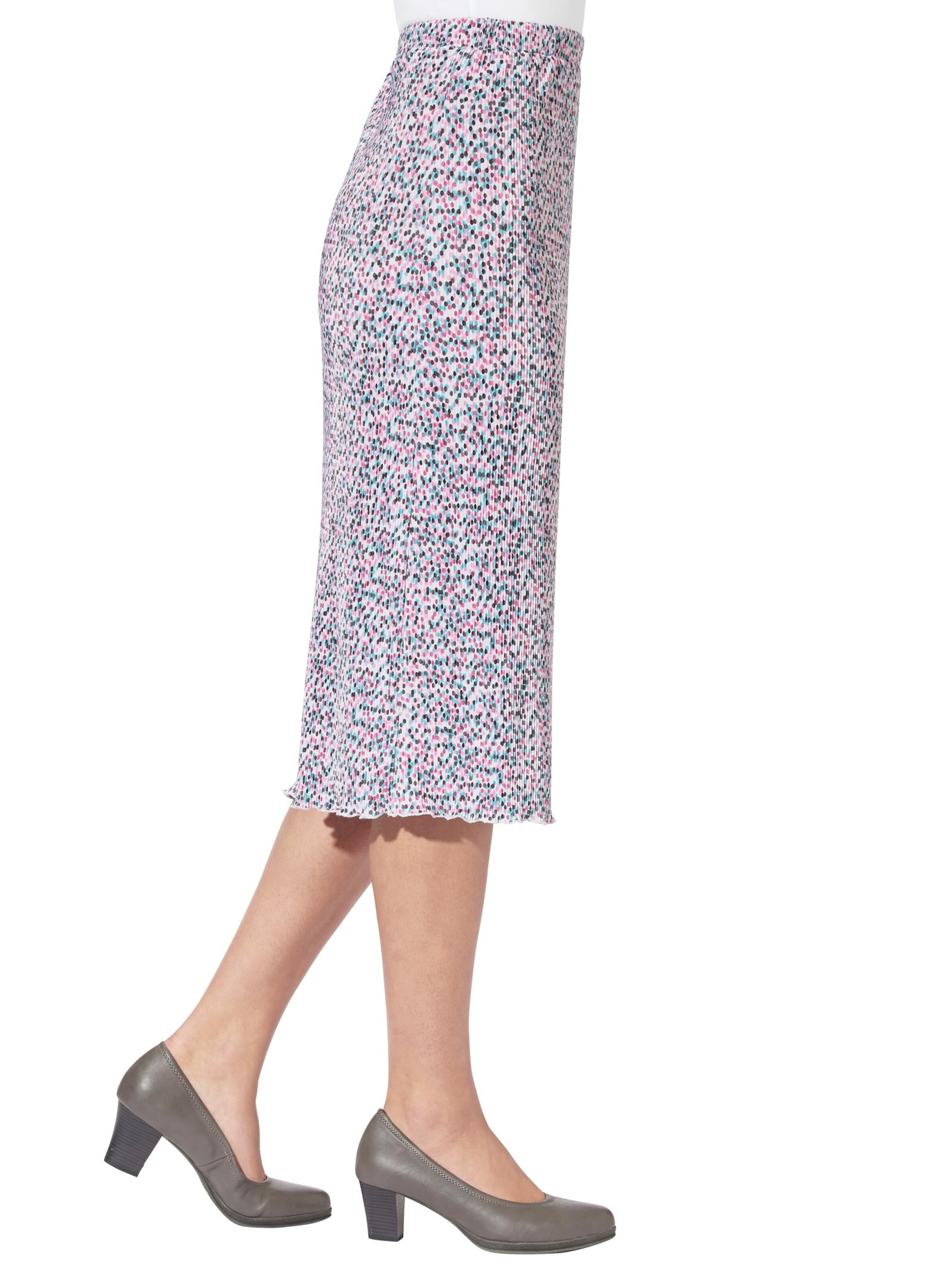 Plisseerock - grau-rosé-bedruckt