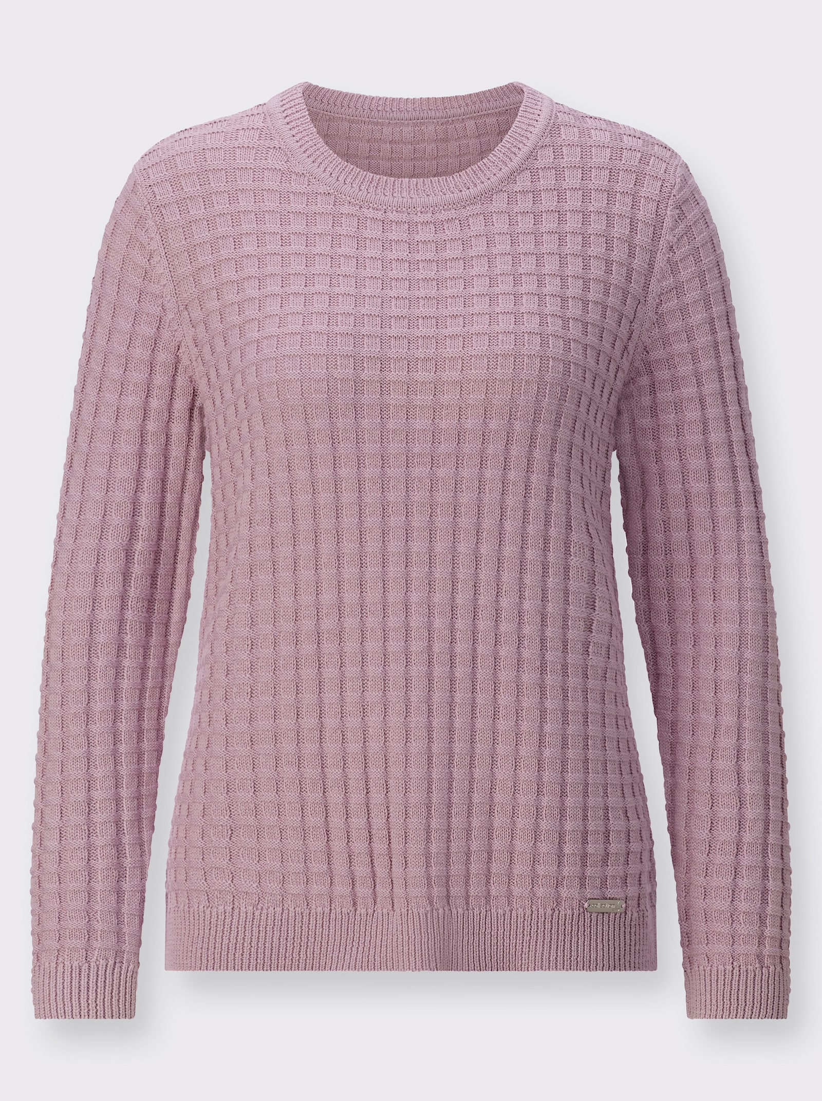 Langarm-Pullover mit Waffel-Struktur - mauve