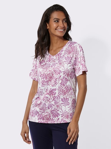 Catamaran Sports Freizeitshirt mit Seitenschlitzen - magenta-gemustert