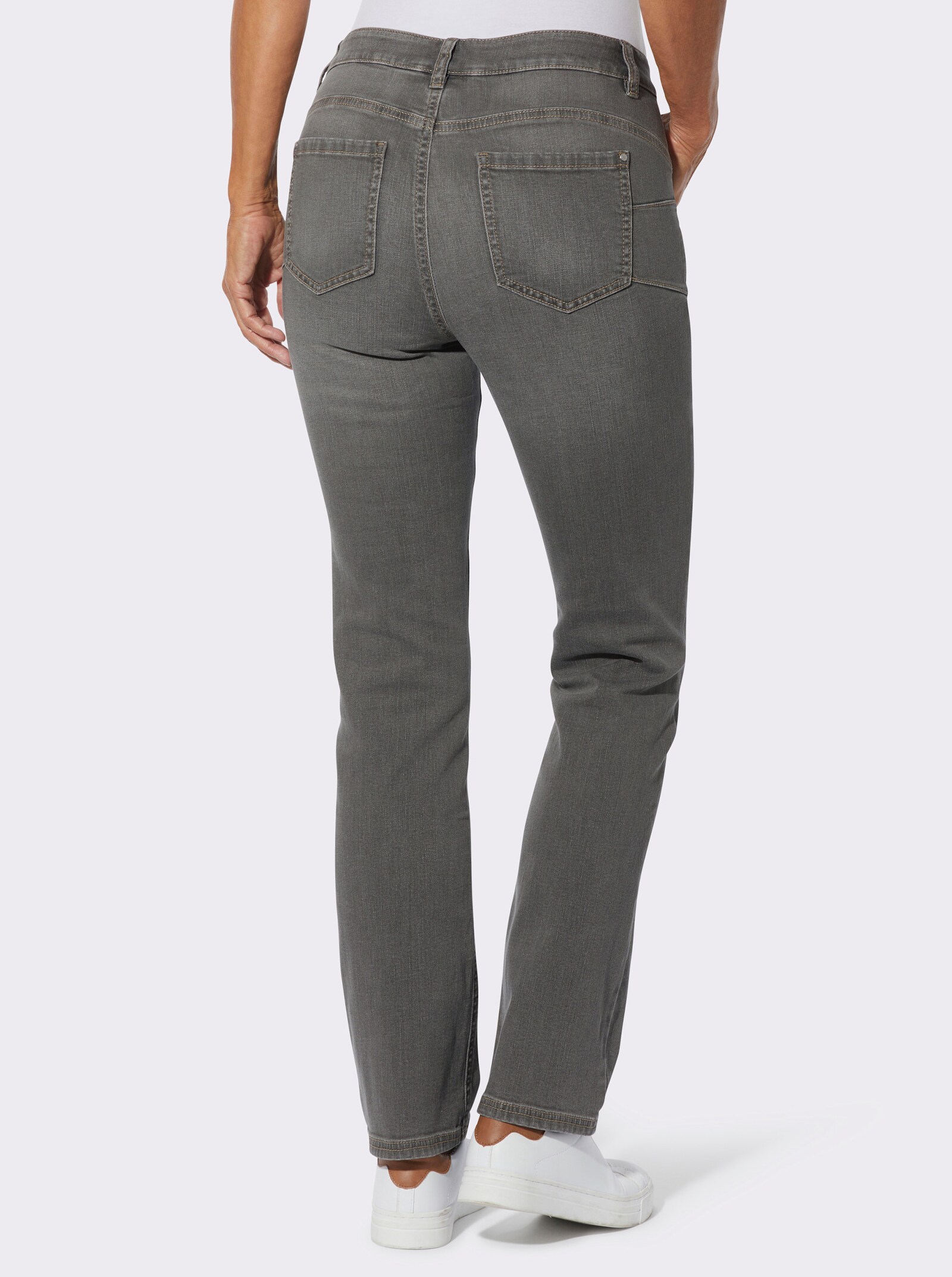 Push-up-Jeans mit Abnähern hinten - stone-grey-denim