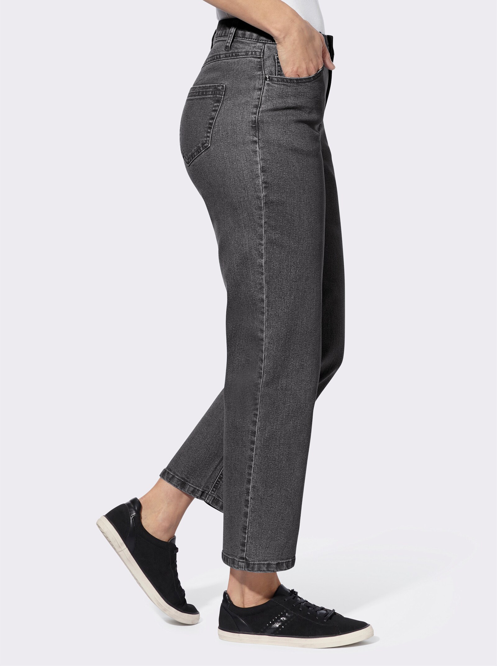 Jeans in enkellang model - dark grey denim