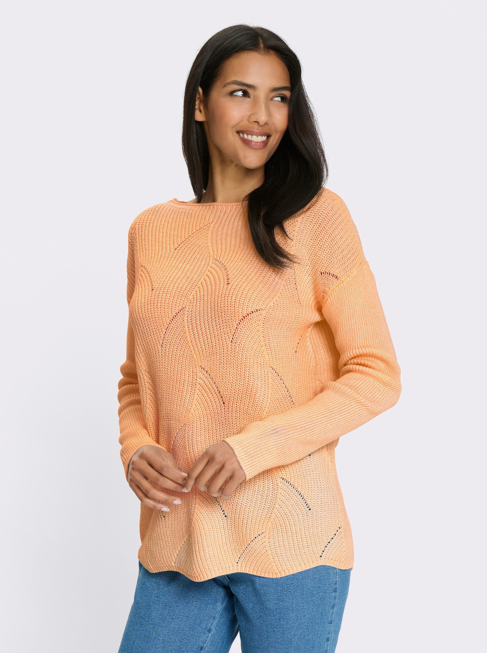 Pullover mit U-Boot-Ausschnitt - apricot