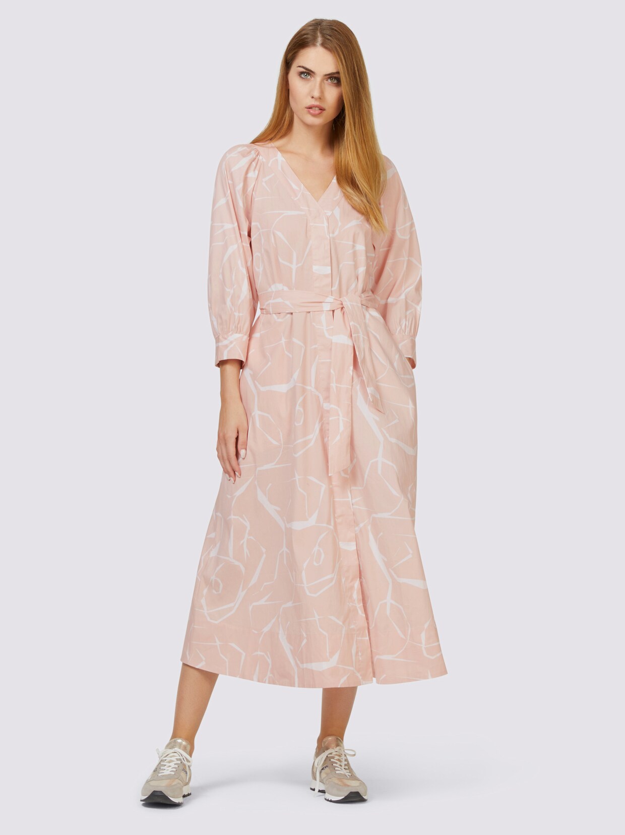 heine Druck-Kleid - puder-ecru-bedruckt
