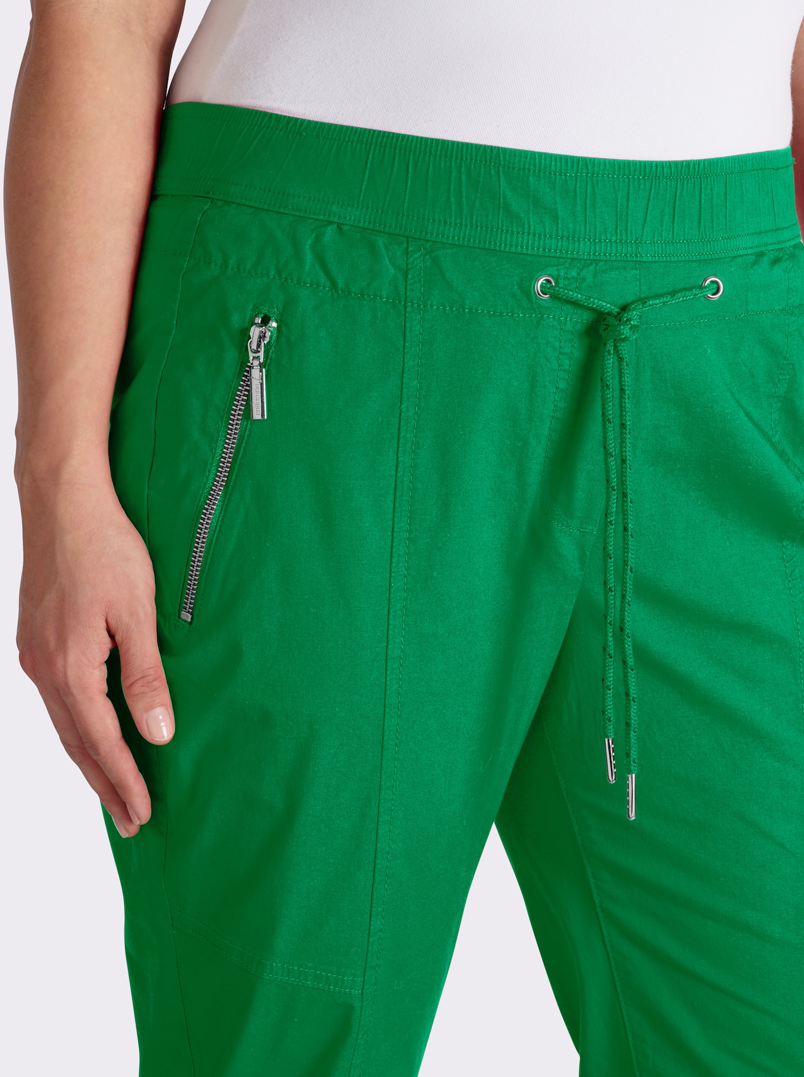 7/8-Hose mit Reißverschluss-Taschen - grasgrün