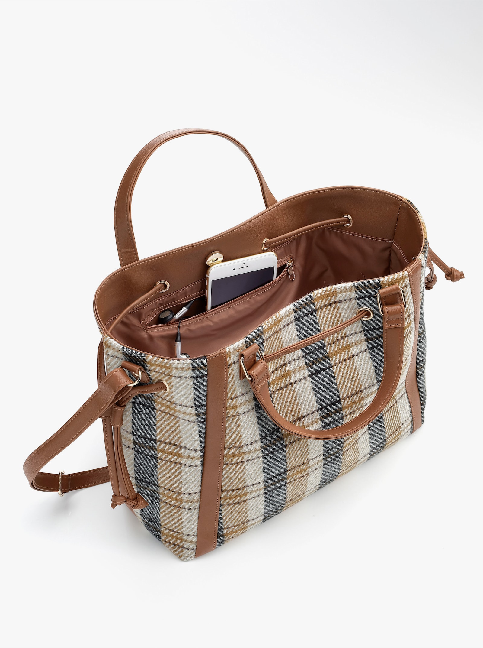 Handtas met make-uptasje - bruin