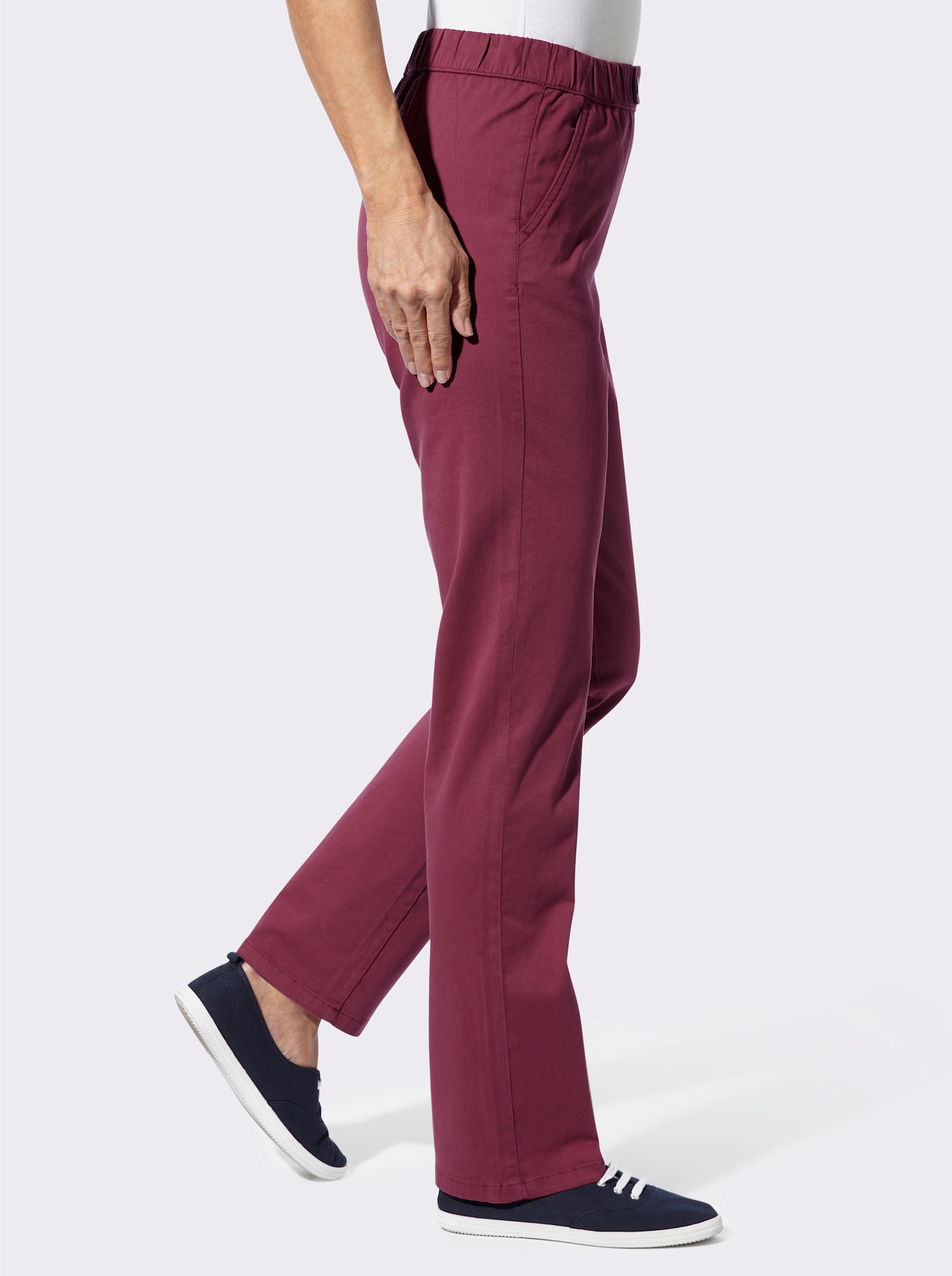 Schlupfjeans mit 2 Taschen vorne - bordeaux