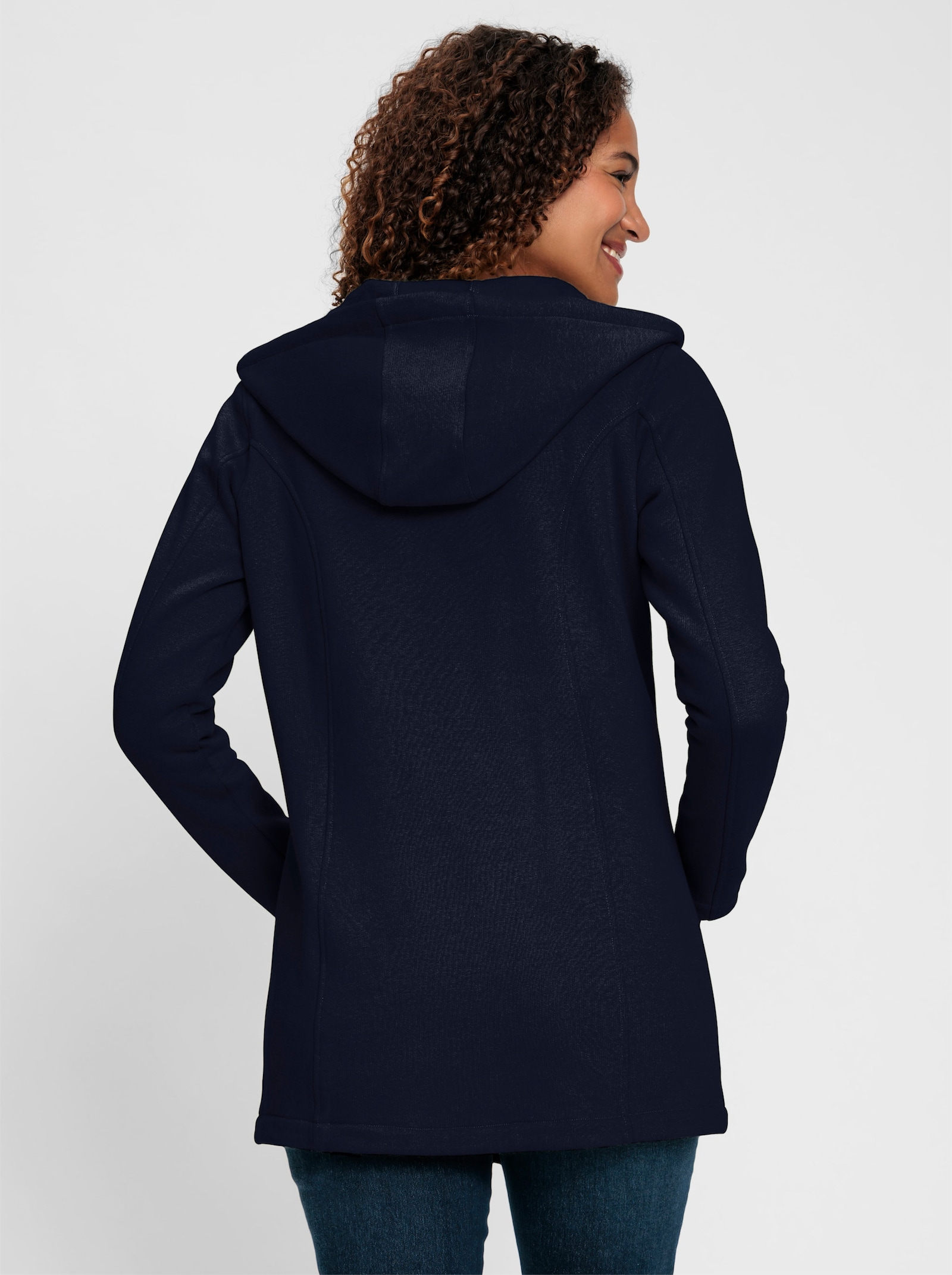 Sweatjacke mit 2-Wege-Reißverschluss - marine