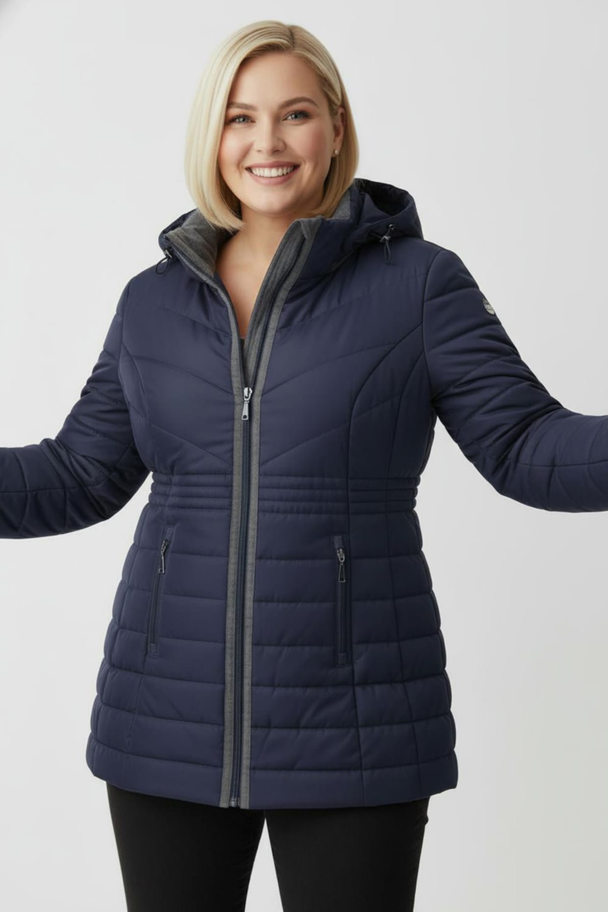 Steppjacke mit Flanell-Details - marine