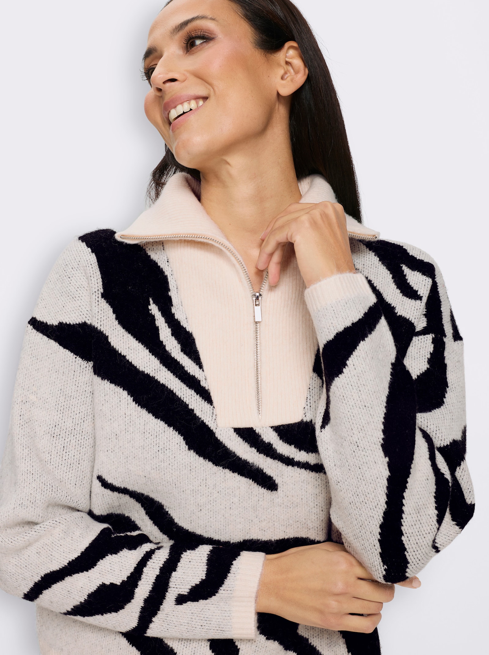 heine Troyer im Zebra-Dessin - champagner-schwarz-gemustert